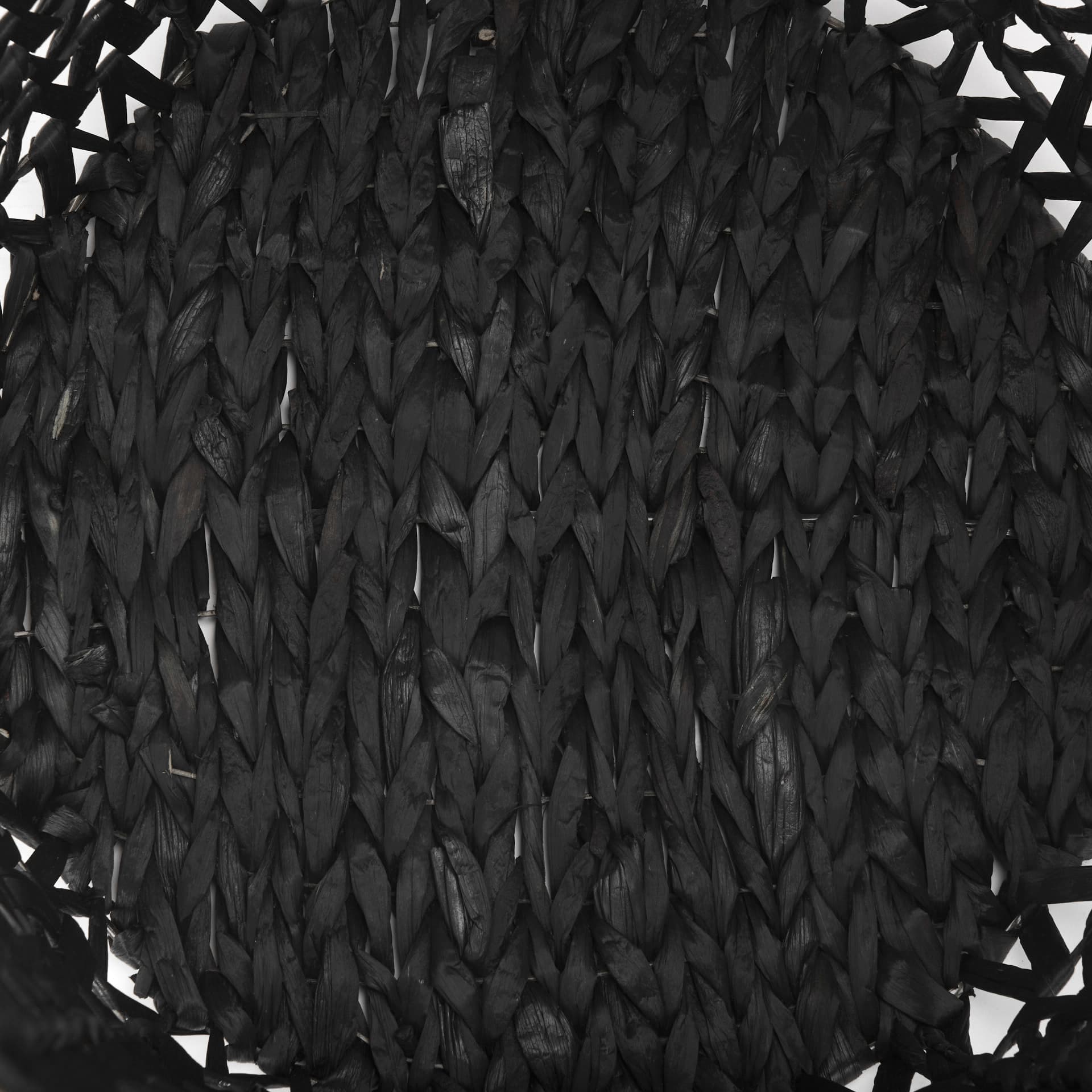 Lola (Set of 3) Black Water Hyacinth Zig Zag Weave Round Basket W/ Handles — product photograph