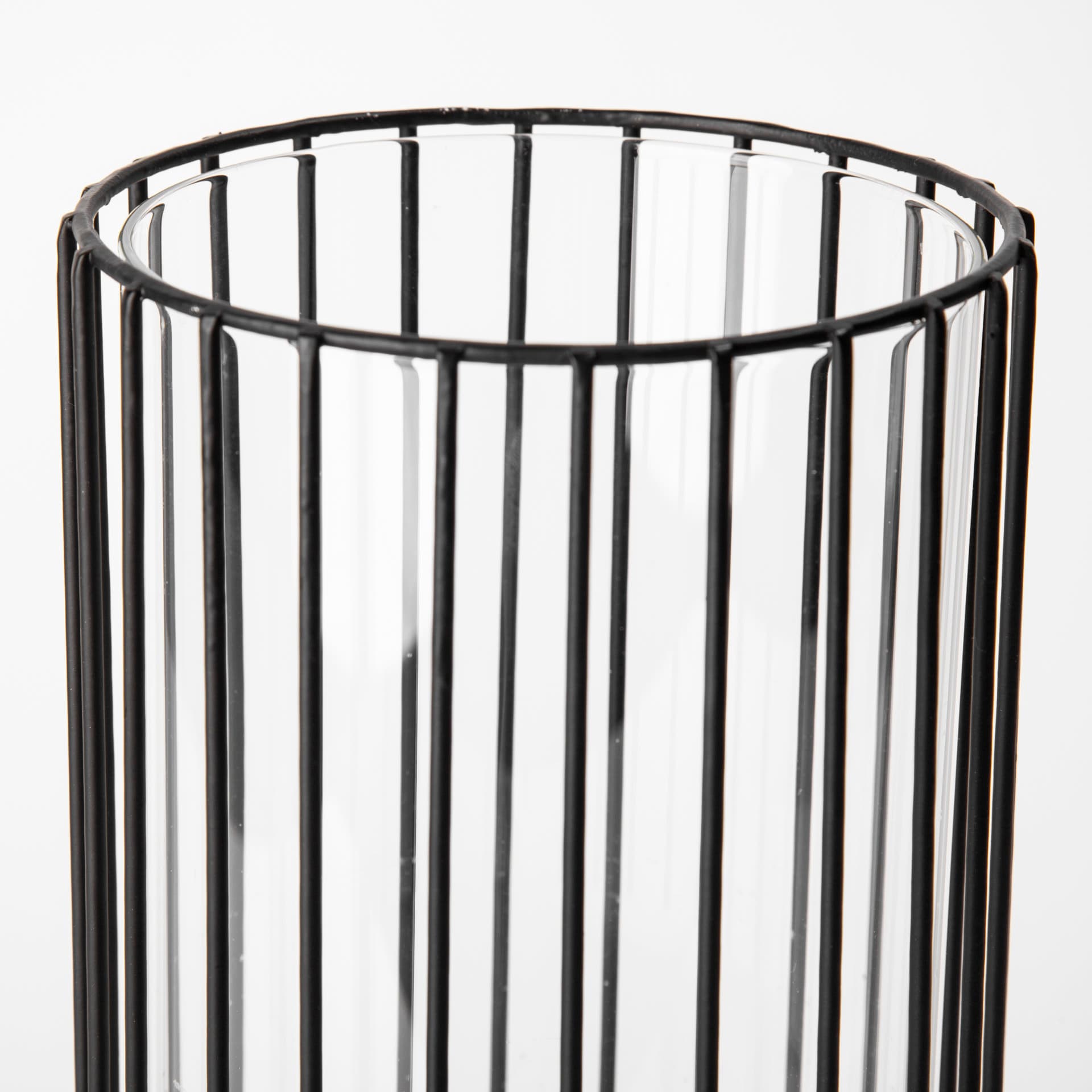 Velo II Large Black Metal Cylindrical Table Candle Holder — product photograph