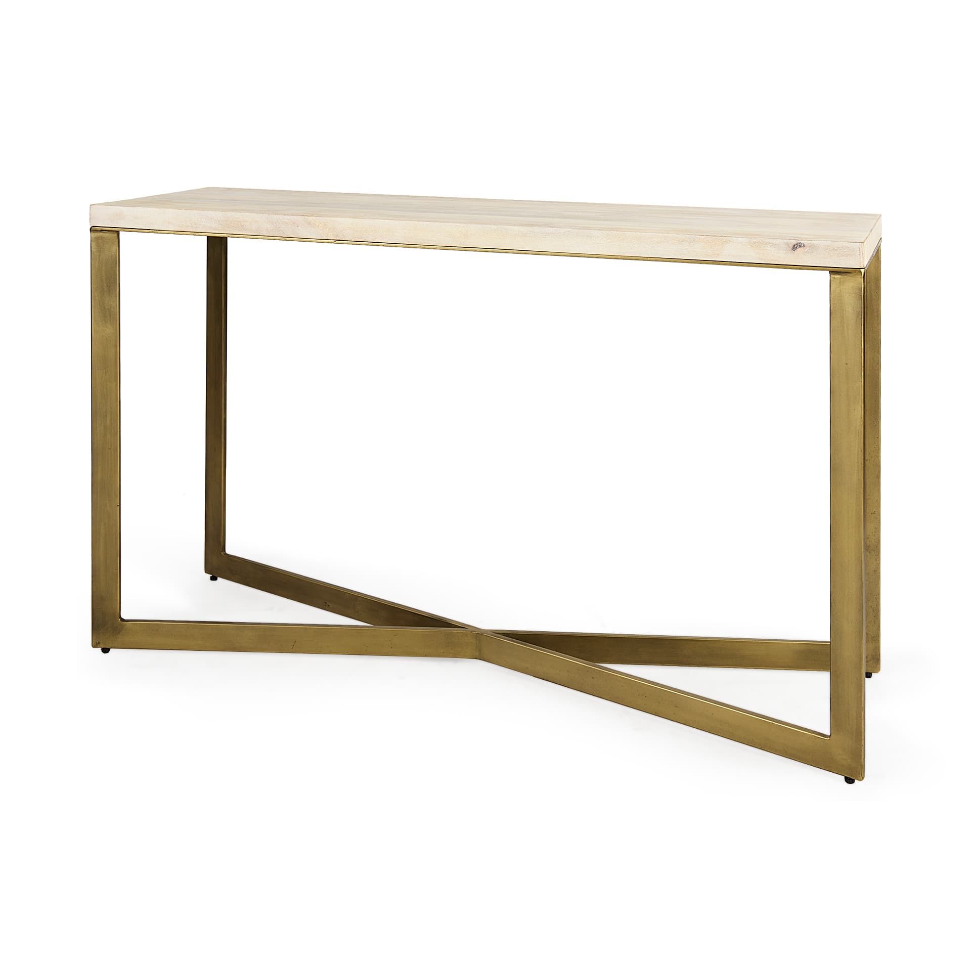 Faye 50L x 15W x 30H Beige Finished Wood W/Gold Metal Base Console Table — product photograph