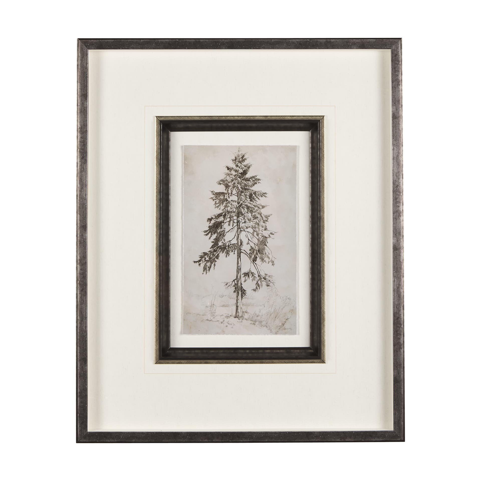 Westcoast Tree Drawing II by Mercana Studio Hand Embellished Framed Art Print Matted under Glass — product photograph