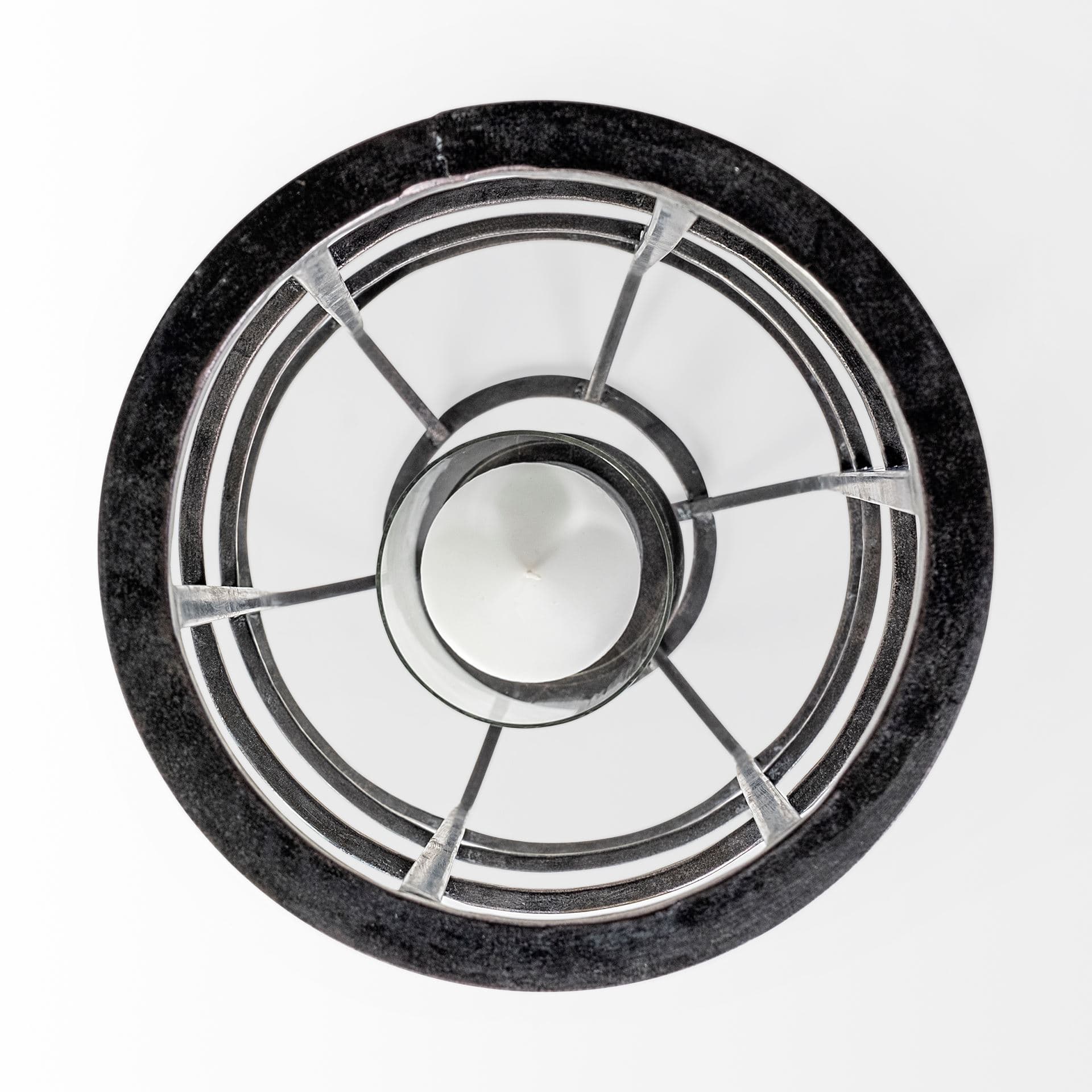 Bella Small Black Metal Cylindrical Cage Candle Holder Lantern — product photograph