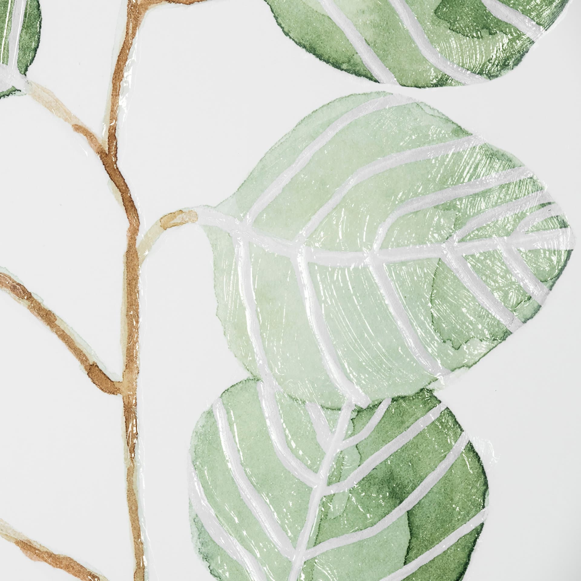 Soft Eucalyptus Branch III by Emma Scarvey Hand Embellished Framed Art Print Matted under Glass — product photograph