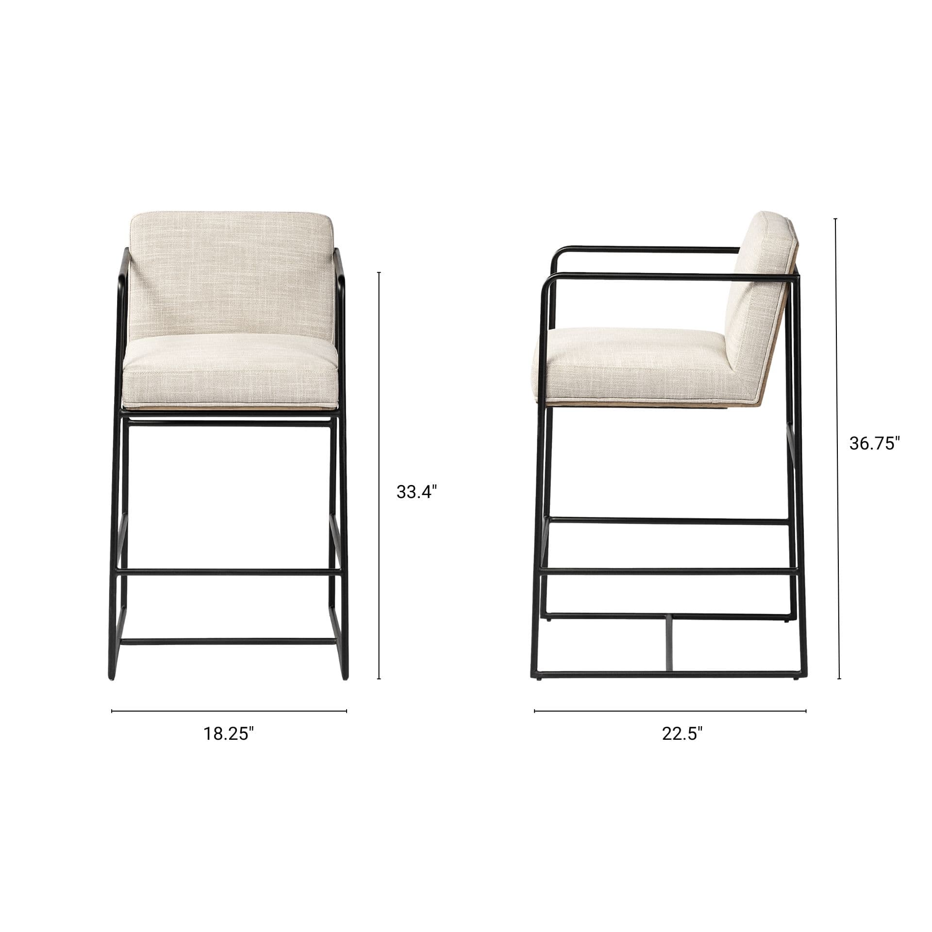 Stamford Backless 36.5in Seat Counter Stool | Beige Fabric w/ Metal — product photograph