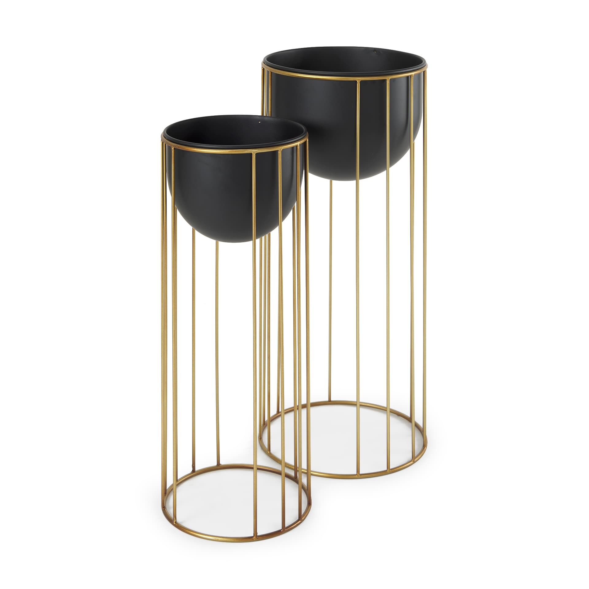 Danica Set of 2 Matte Black Metal Plant Stands — product photograph