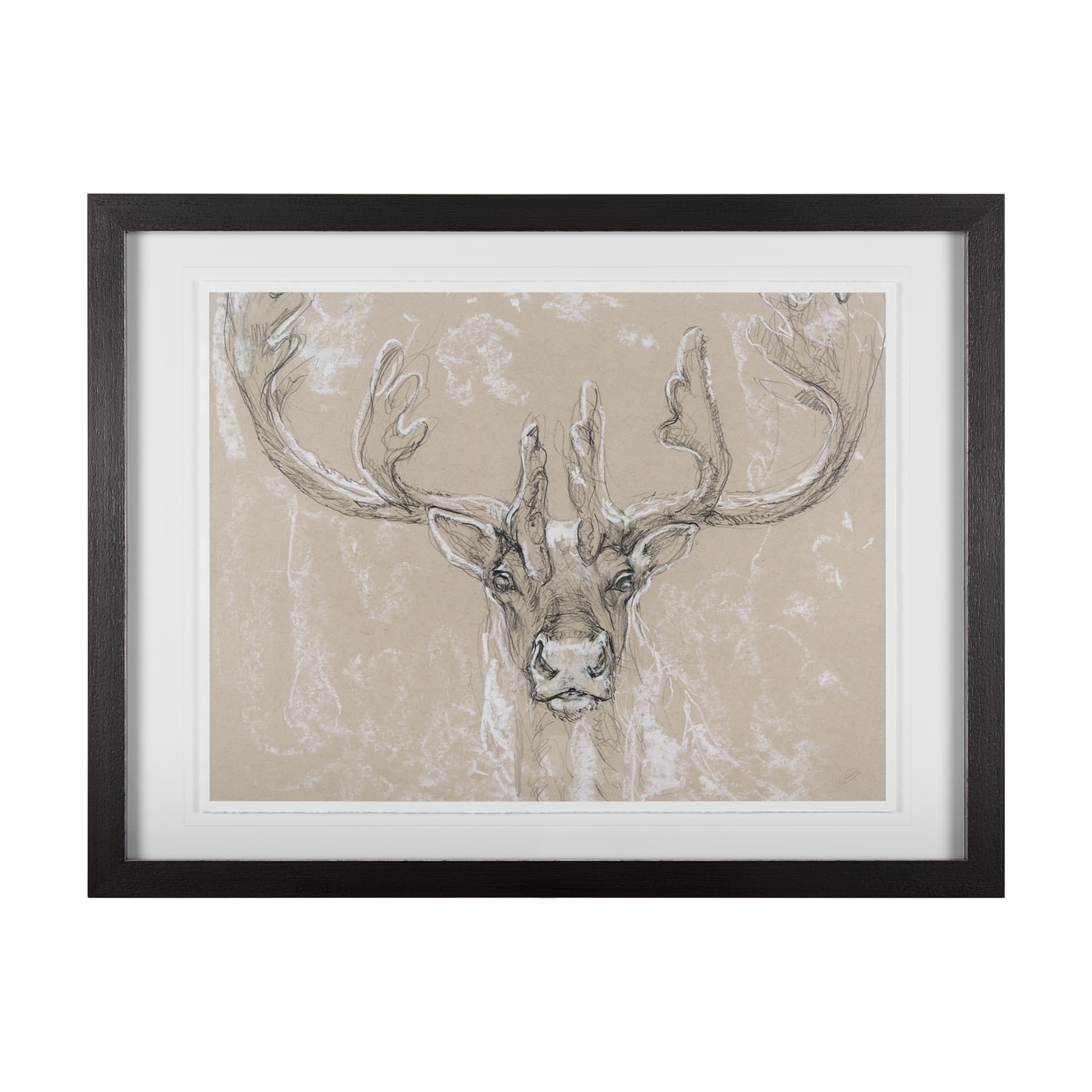 Sketch of animal II (Caribou) by Mercana Studio Hand Embellished Framed Art Print Matted under Glass — product photograph