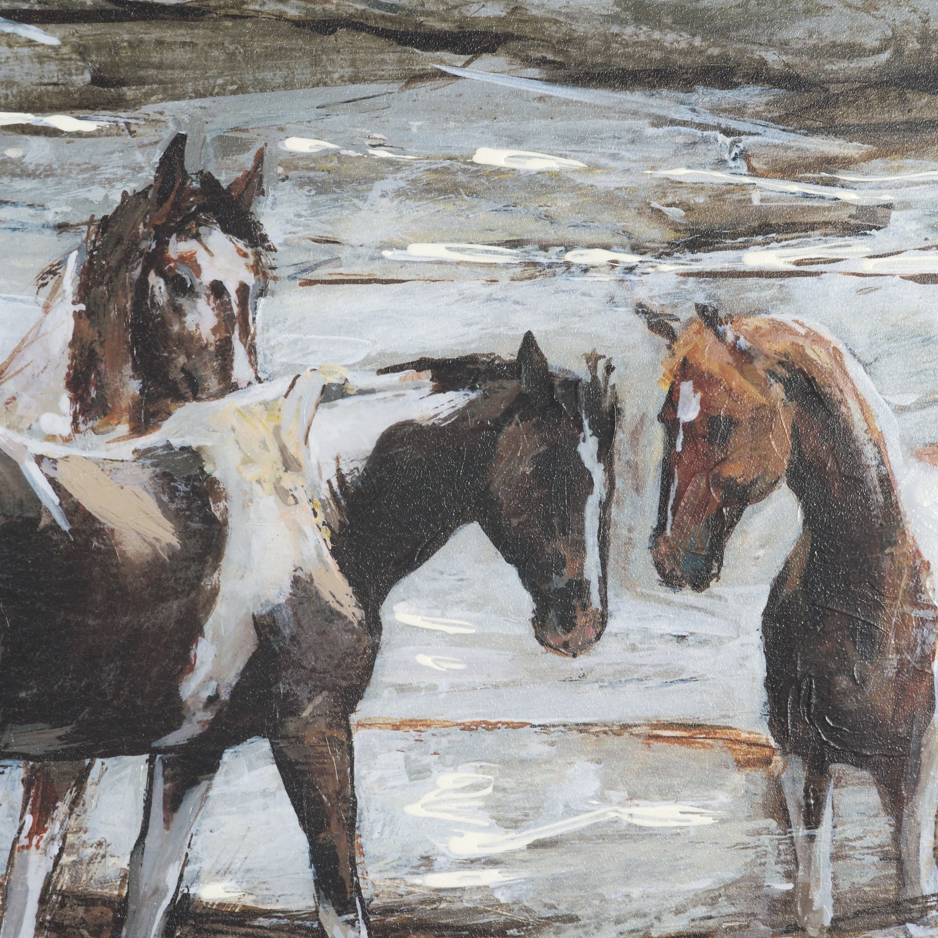 Equine Echoes III by Mercana Studio Hand Embelished Textured Framed Artwork Matted under Glass — product photograph