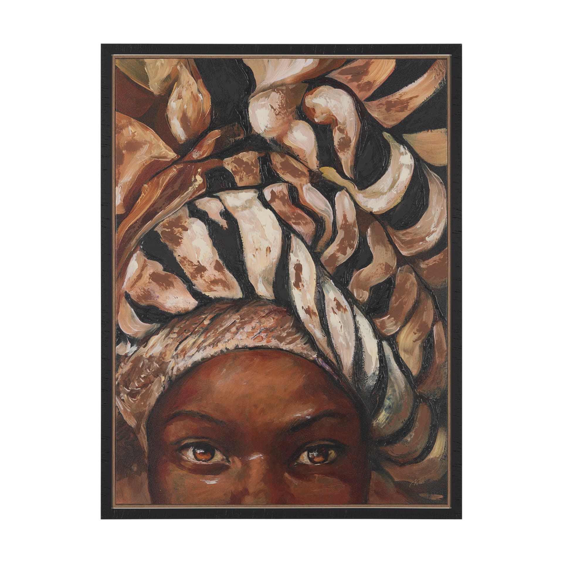Mud Cloth Head Scarf I by Mercana Studio a Hand Embellished Textured Framed Canvas — product photograph