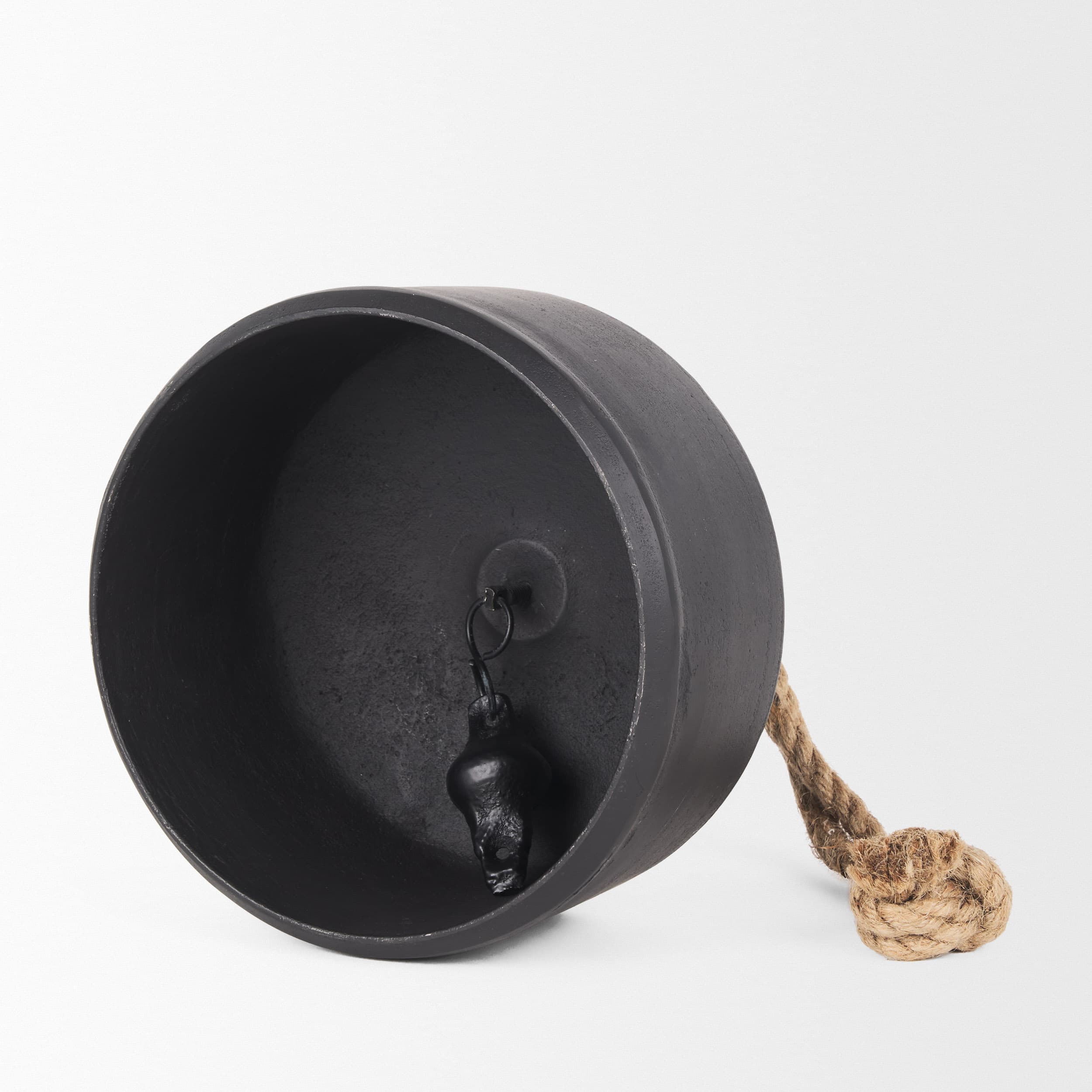 Quincy Large Matte Black Metal Decorative Bell Object — product photograph