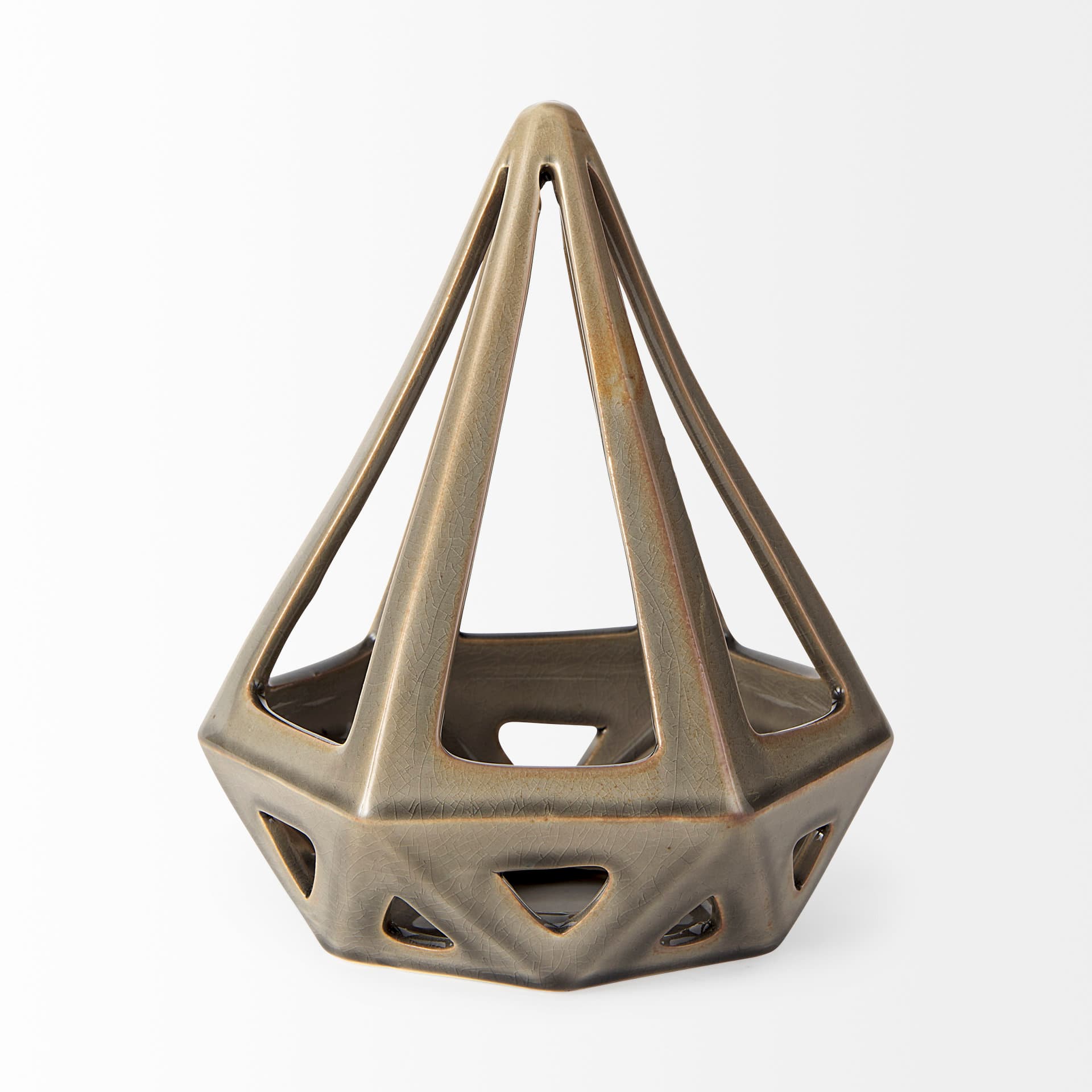 Hood 7.7L x 7.7W x 9.4H Bronze Geometric Ceramic Object — product photograph