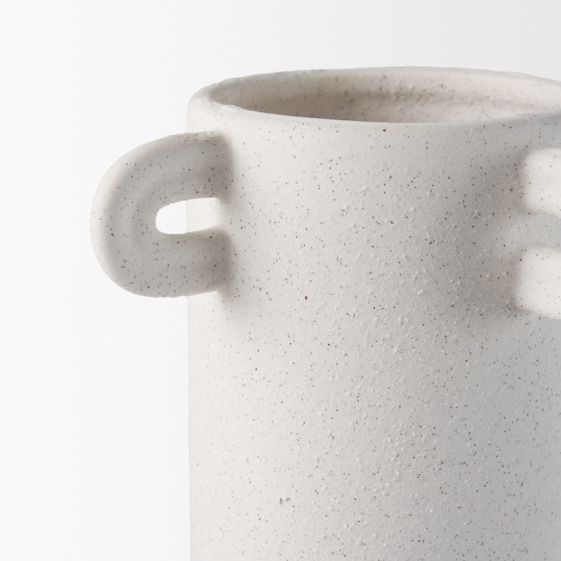 Dylan Tall Textured Off White w/ Handles Ceramic Vase — product photograph