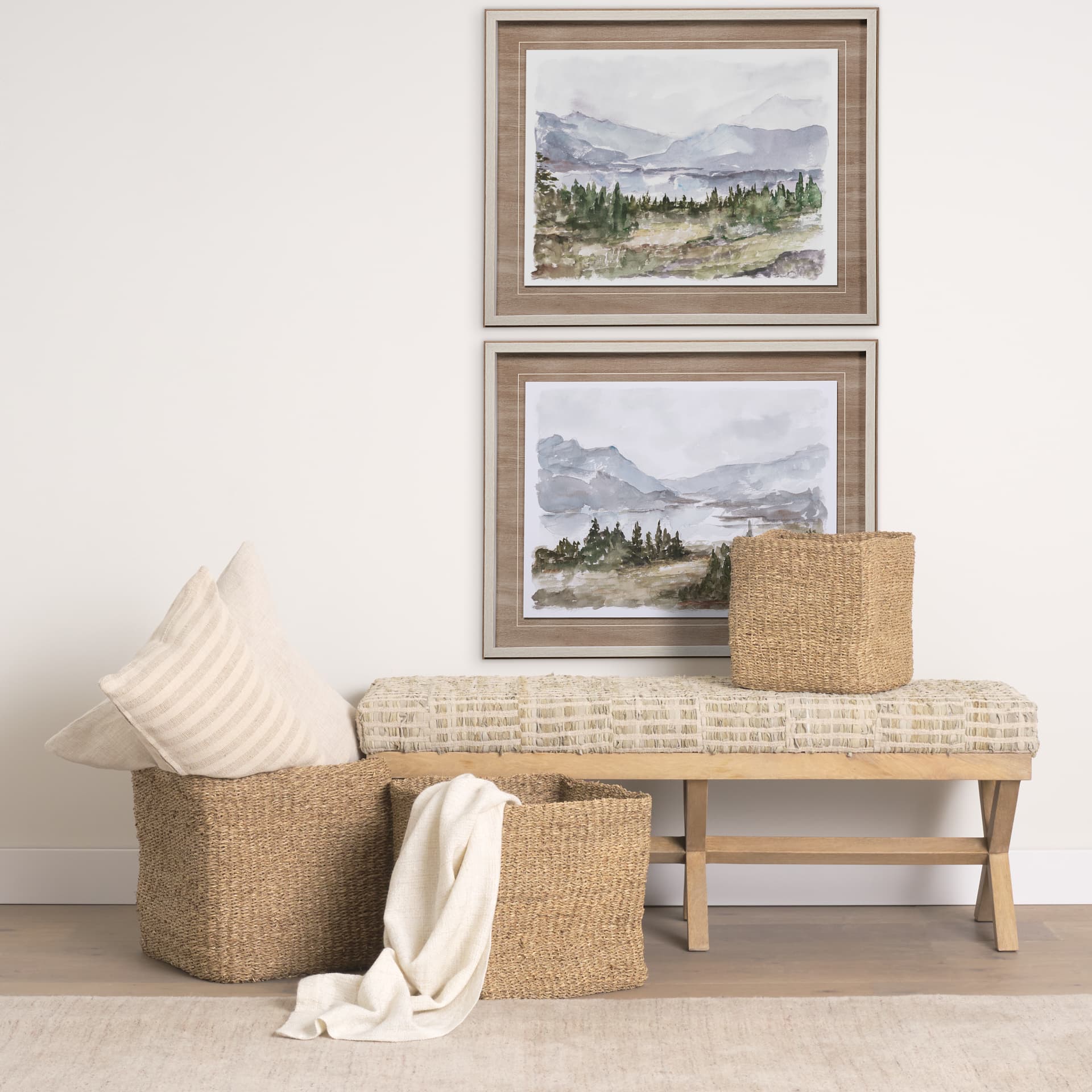 Overcast Reservoir I by Ethan Harper a Hand Embellished Textured Framed Art Print Matted under Glass — in a styled room