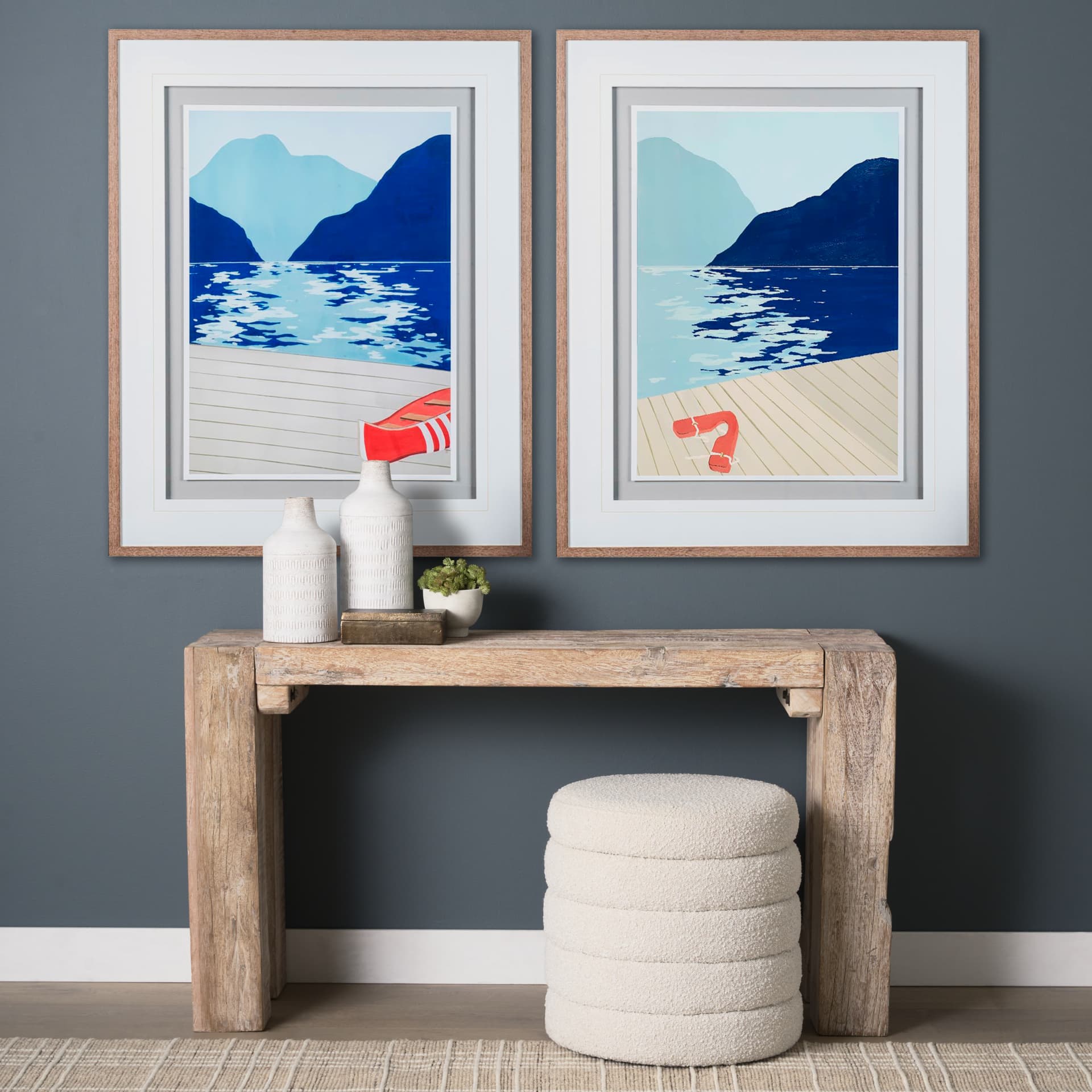 Afternoon Canoe by Dimond, David a Framed Art Print Matted under Glass — in a styled room