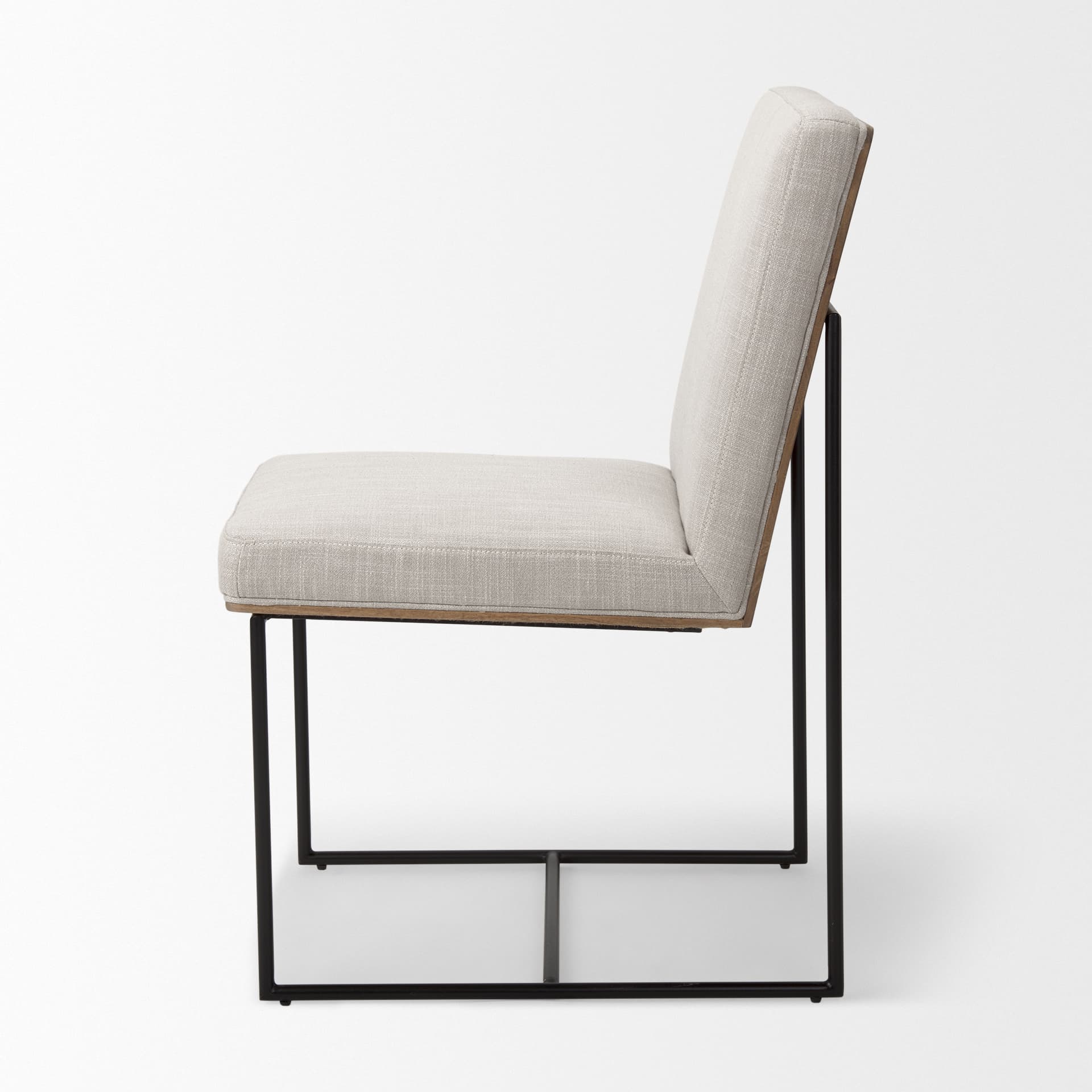 Stamford High-Back Dining Side Chair | Beige Linen w/ Black Metal — product photograph