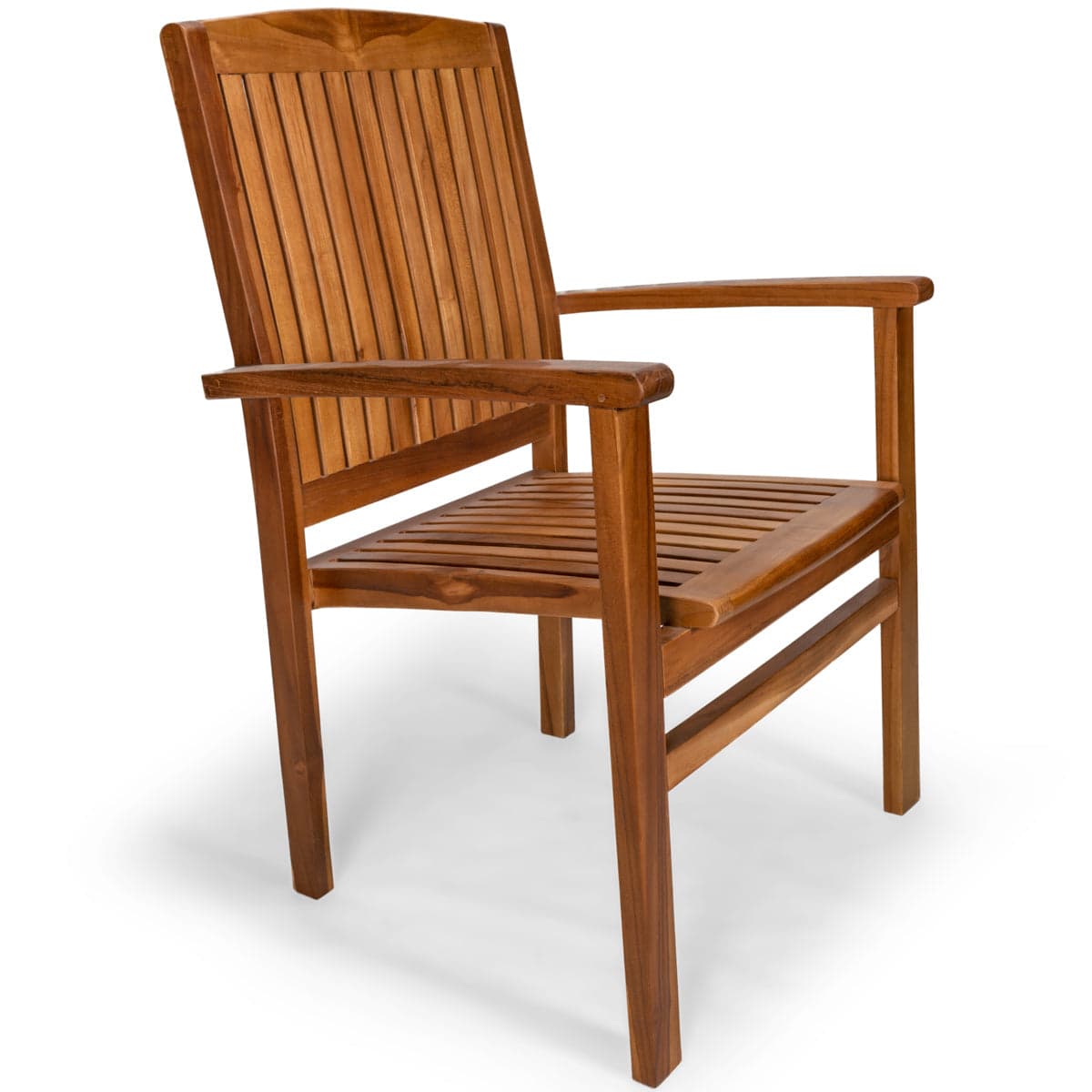 5-Piece Teak Oval Extension Table Stacking Chair Set with Green Cushions TE70-24-G — product photograph