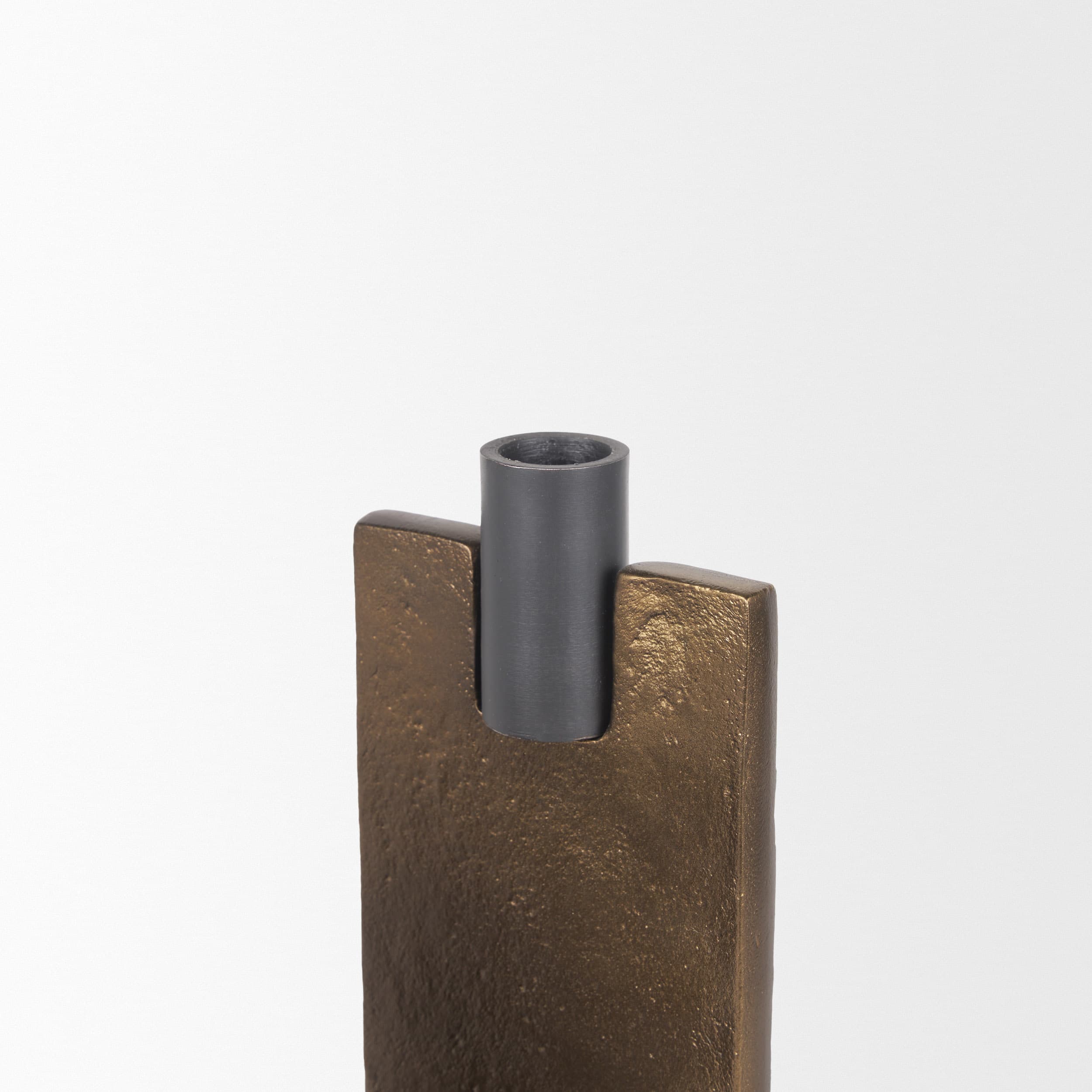 Polli Antiqued Gold w/ Matte Black Metal Taper Candleholders (Set of 2) — product photograph