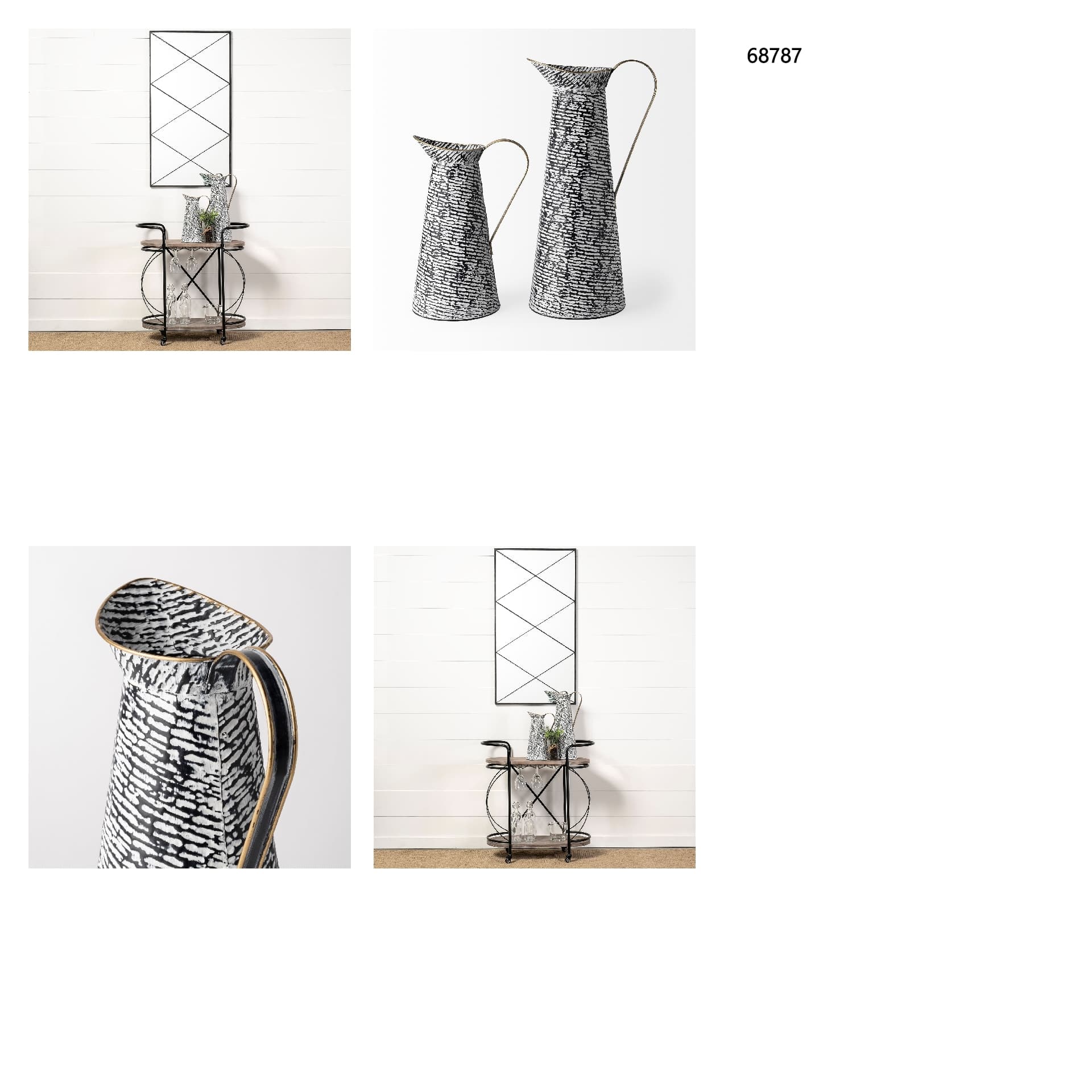 Colette Small Black/White Patterned Vase — in a styled room
