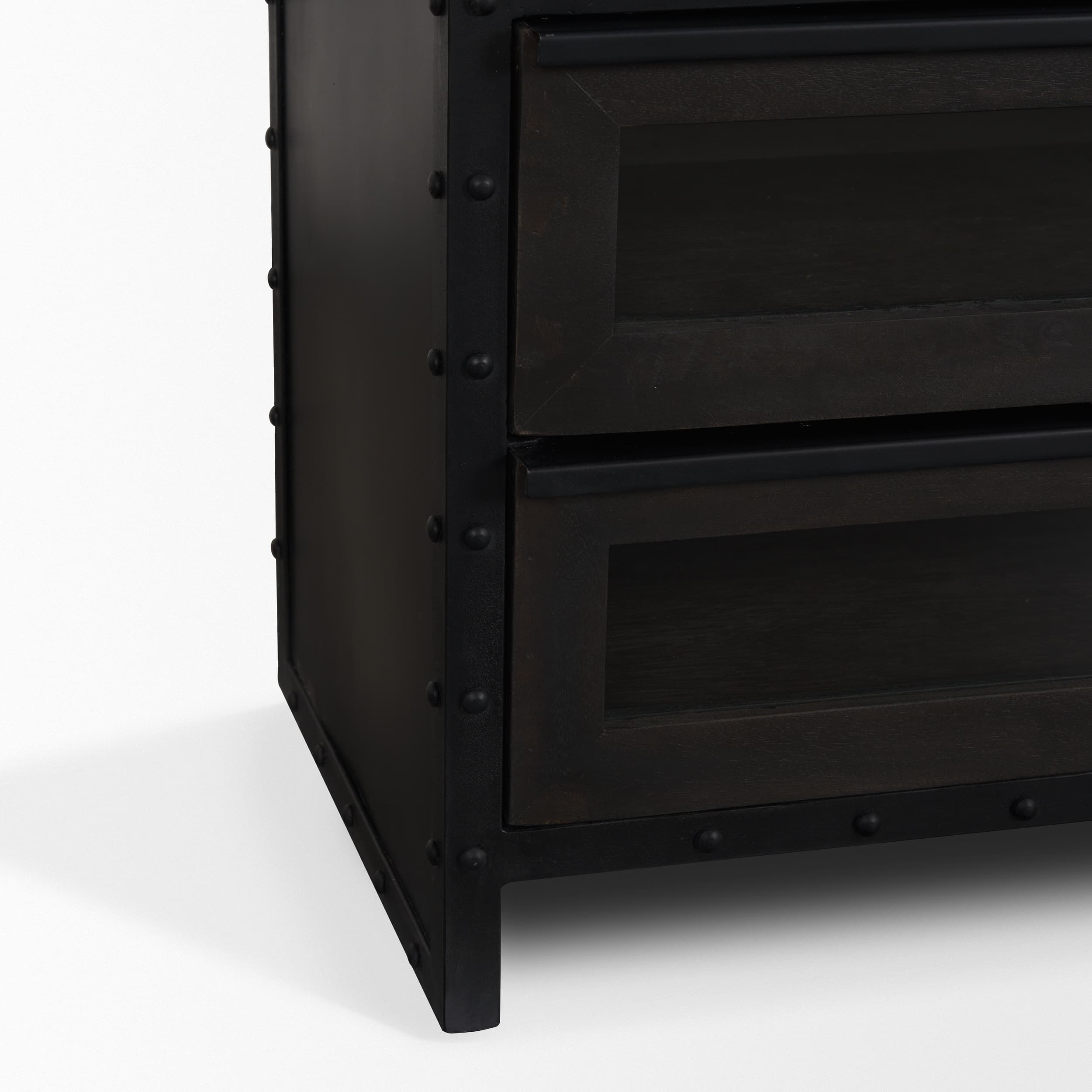 Gehry 72.3" H Dark Brown Metal Brown Wood and Glass Door Display Cabinet — product photograph