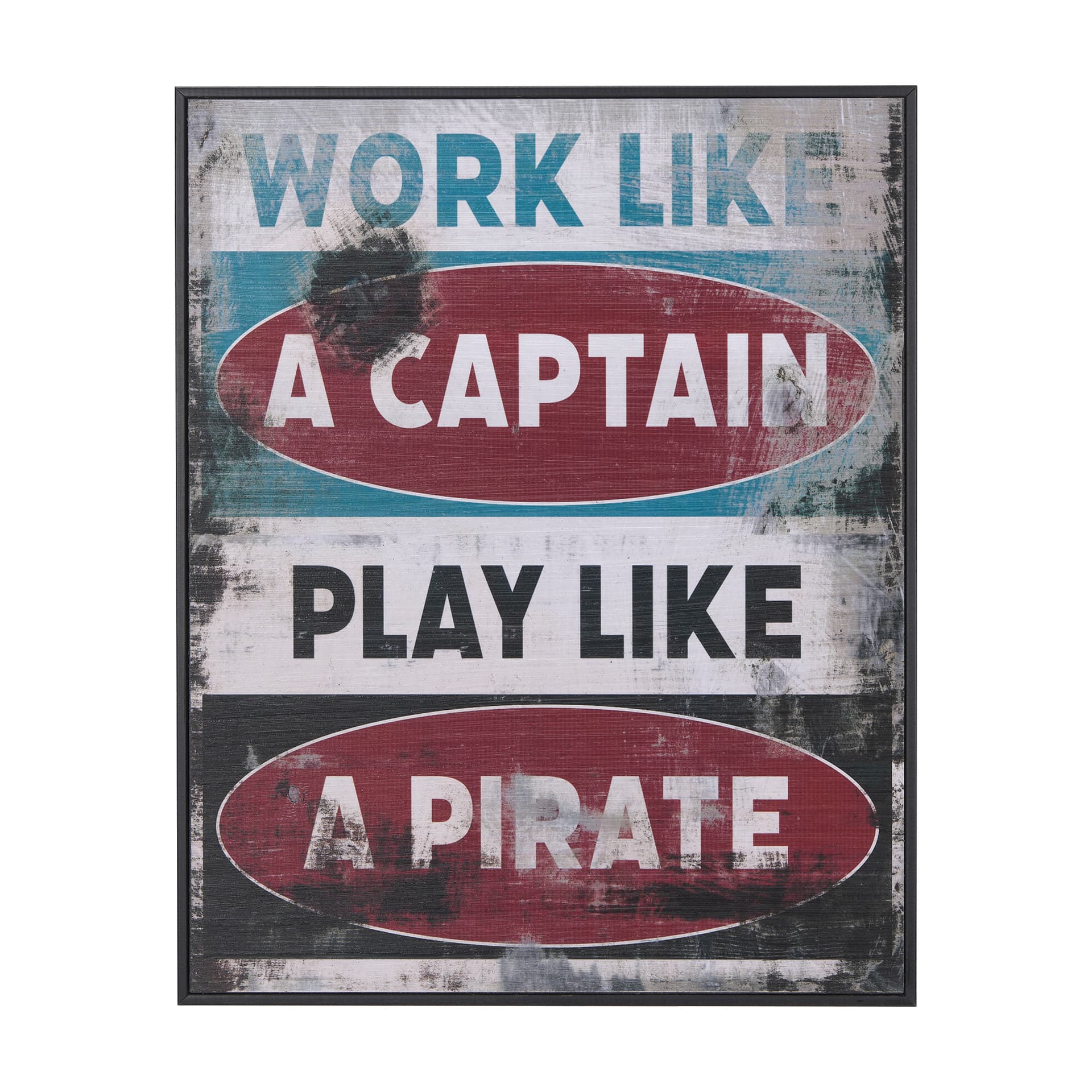 Work Like A Captain by Mercana Studio a Hand Embellished Textured Framed Art Print — product photograph