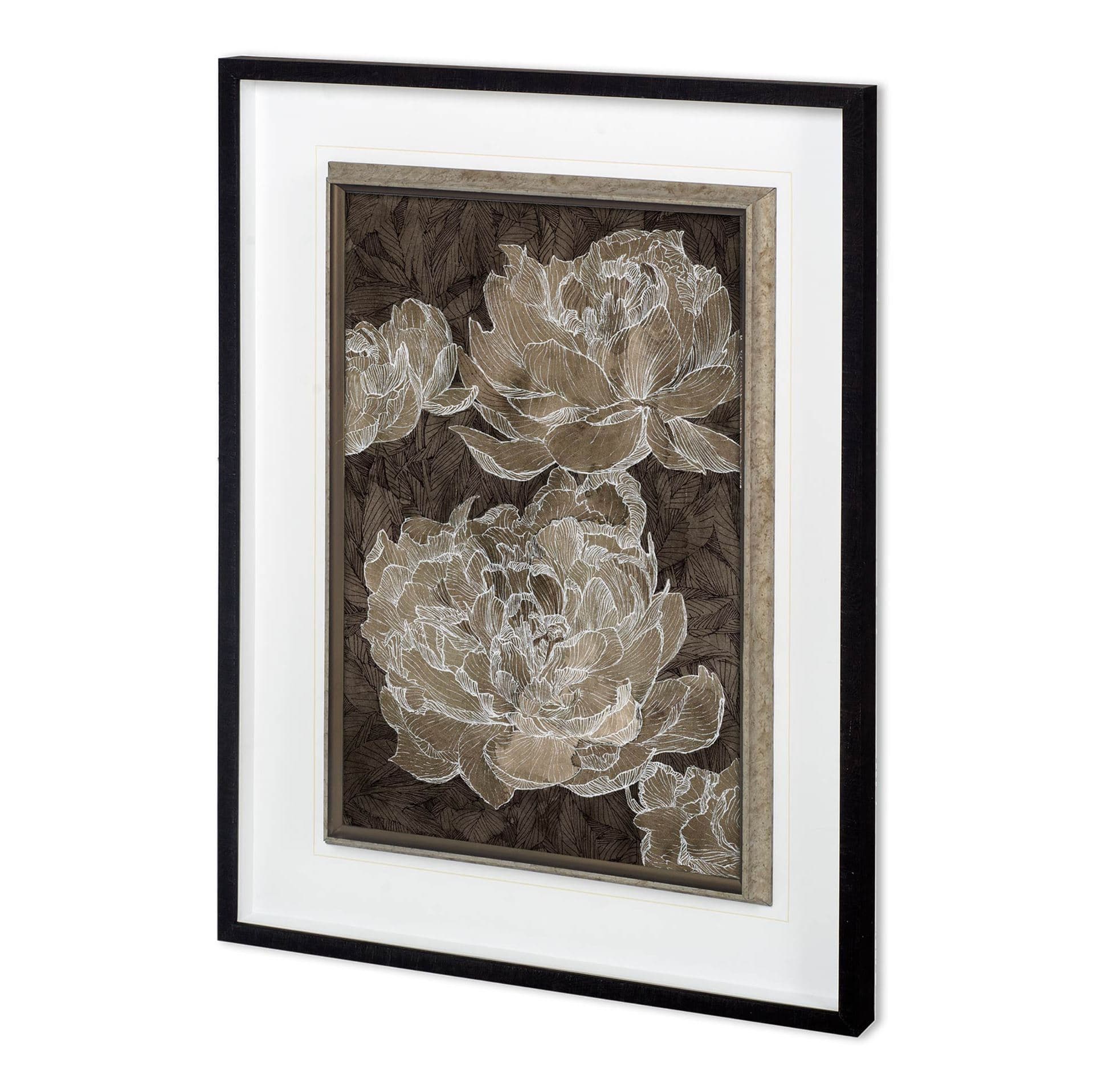 Weaved Peony II by Mercana Studio a Hand Embellished Textured Framed Art Print Matted under Glass — product photograph