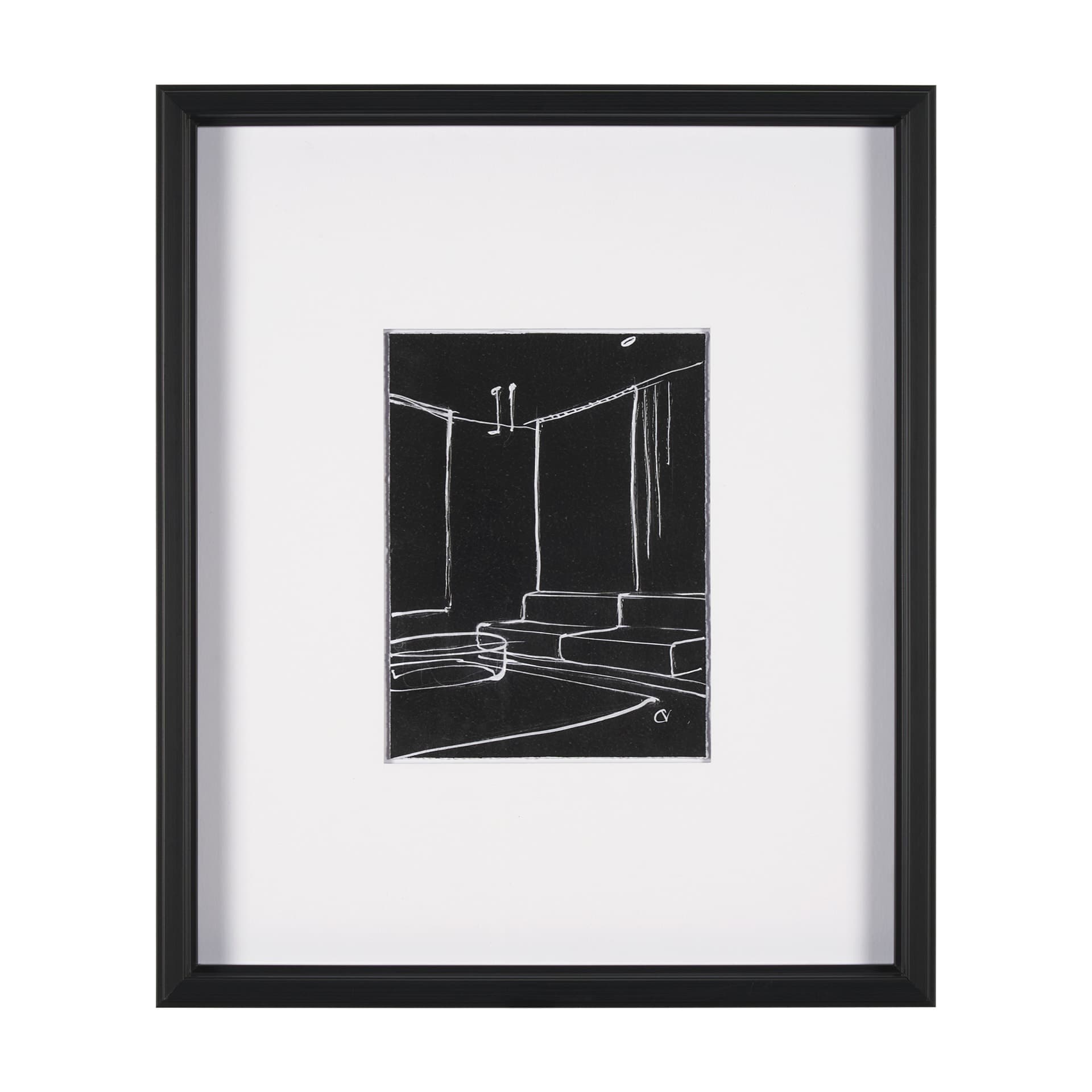 Interior Sketch I by Mercana Studio a Hand Embellished Framed Art Print Matted under Glass — product photograph