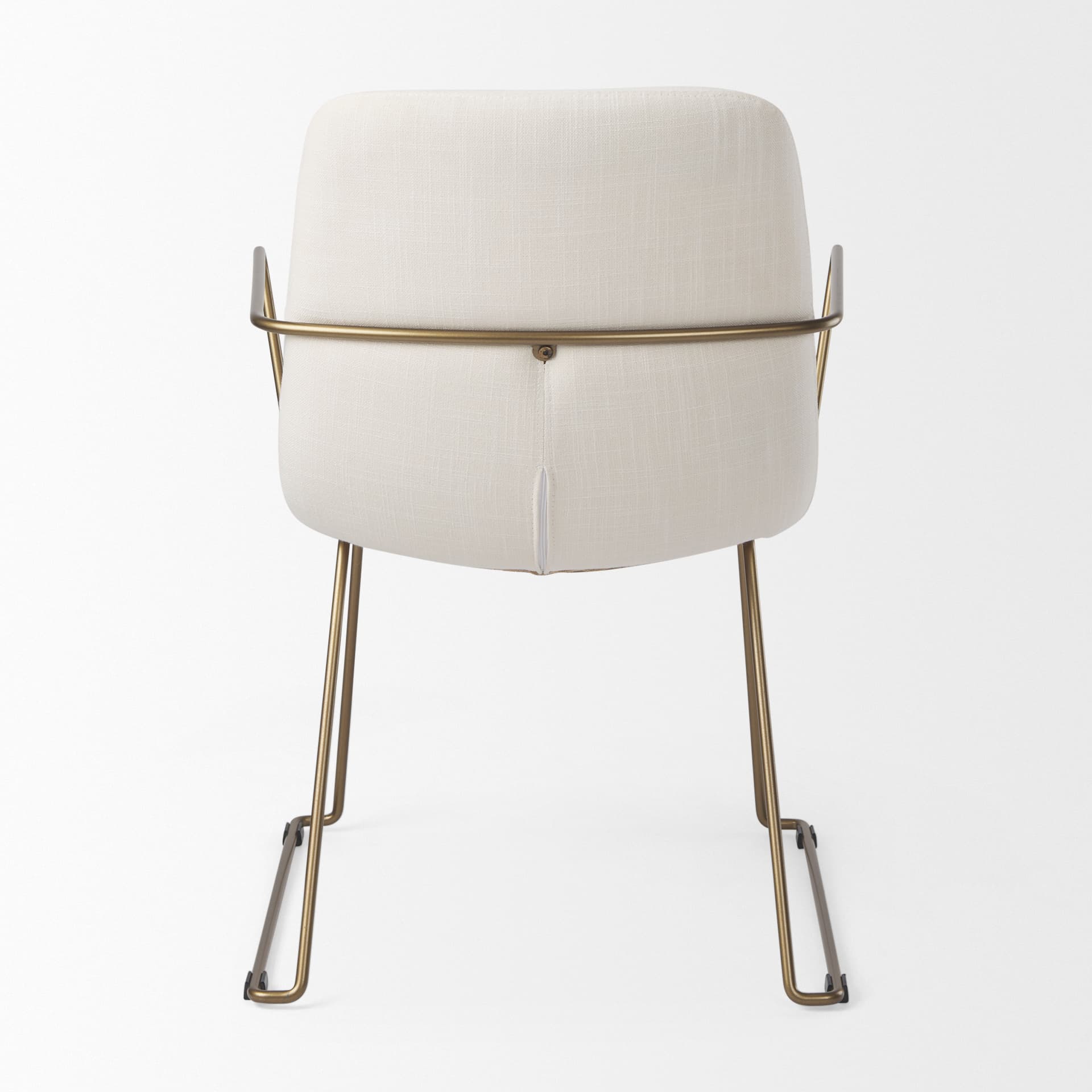 Sawyer Solid Back Dining Side Chair | Cream Fabric w/ Gold Metal — product photograph