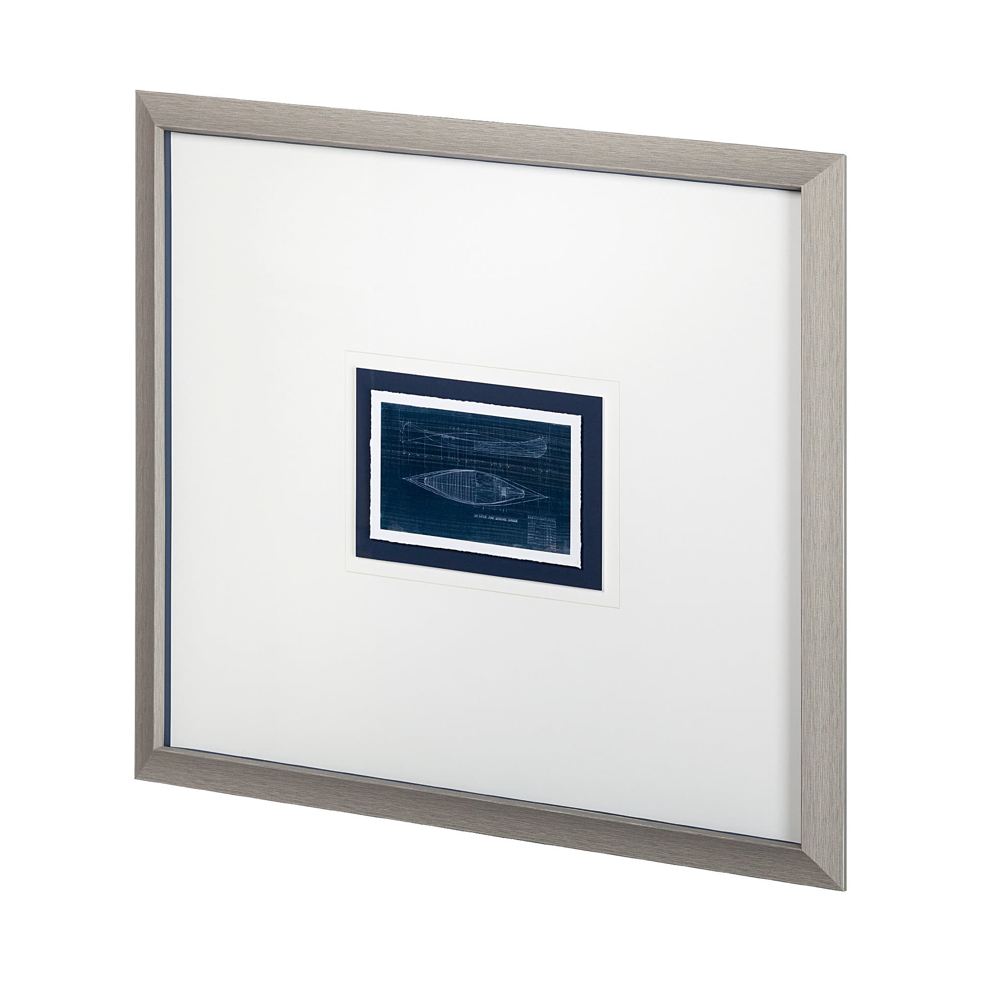 Canoe Blueprint by Dayna a Hand Embellished Textured Framed Art Print Matted under Glass — product photograph