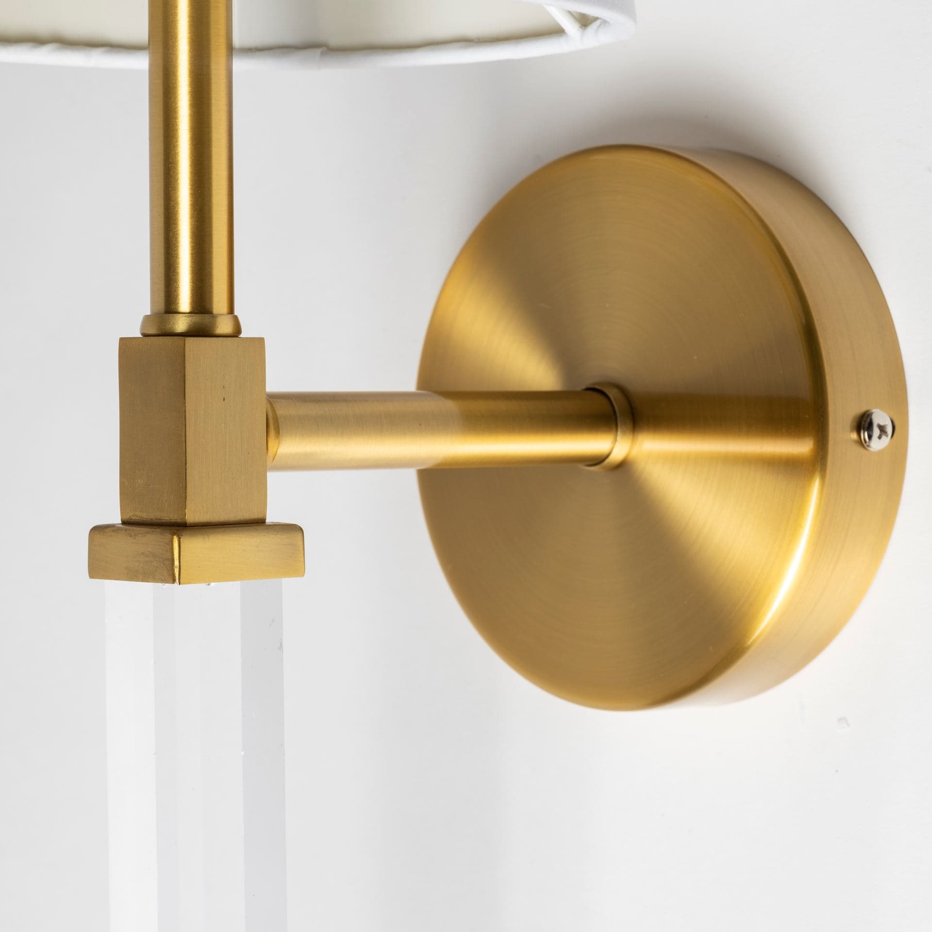 Santander II 6.5x22 Gold Metal and White Linen Shade Wall Sconce — product photograph