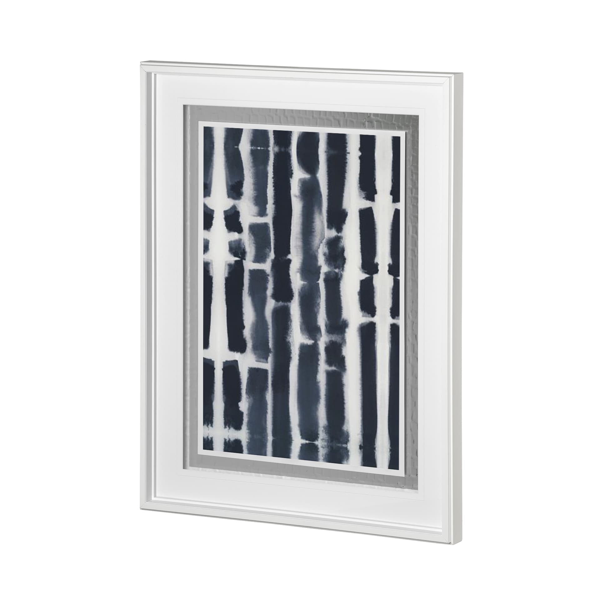 Indigo Lines I by Melody Ducharme a Hand Embellished Textured Framed Art Print Matted under Glass — product photograph