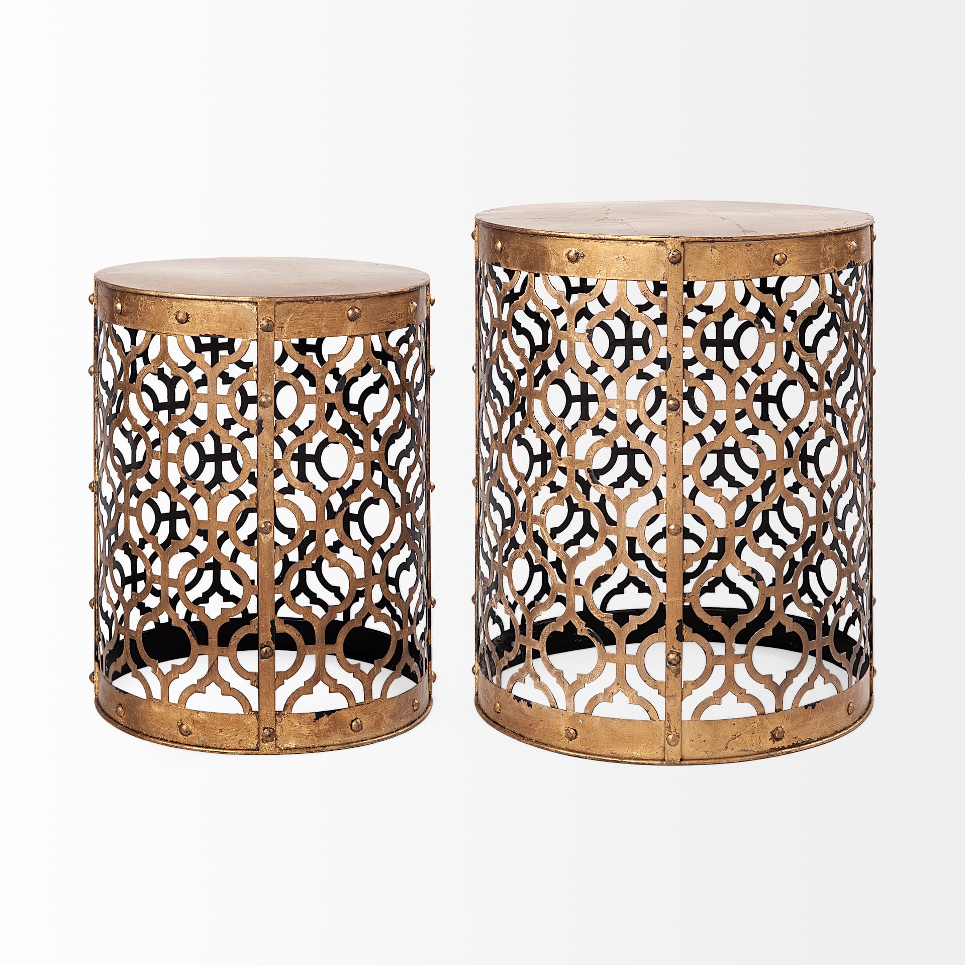 Rudebekia (Set of 2) 16L x 16W Gold Round Metal Accent Tables — product photograph