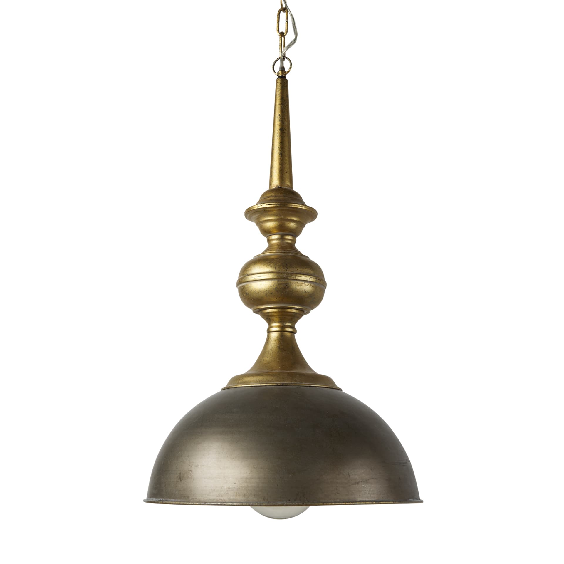 Capsa 17x29 Antique Gold and Silver Toned Metal Dome Pendant Light — product photograph