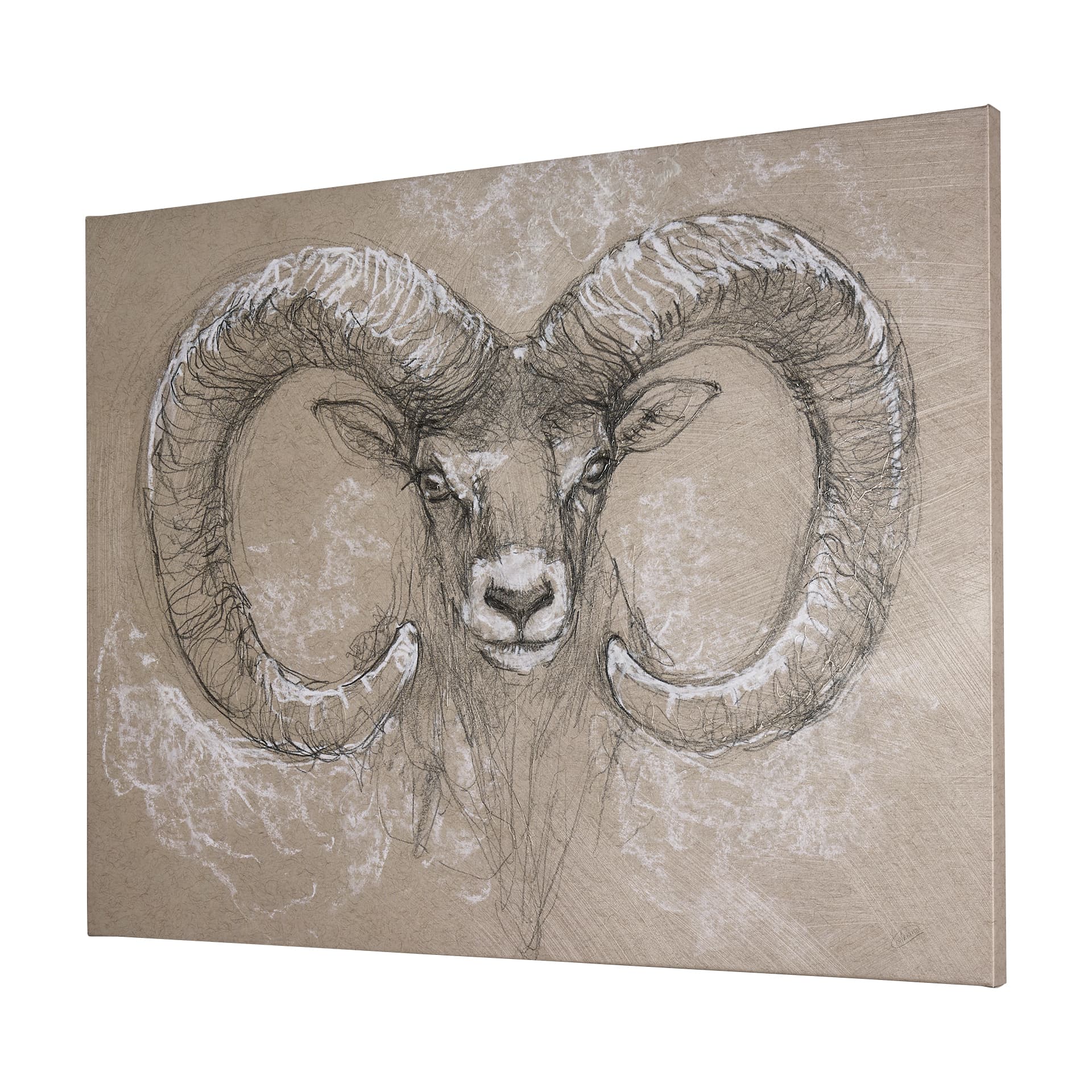 Sketch of animal I (Wild sheep) by Mercana Studio a Hand Embellished Textured Canvas — product photograph