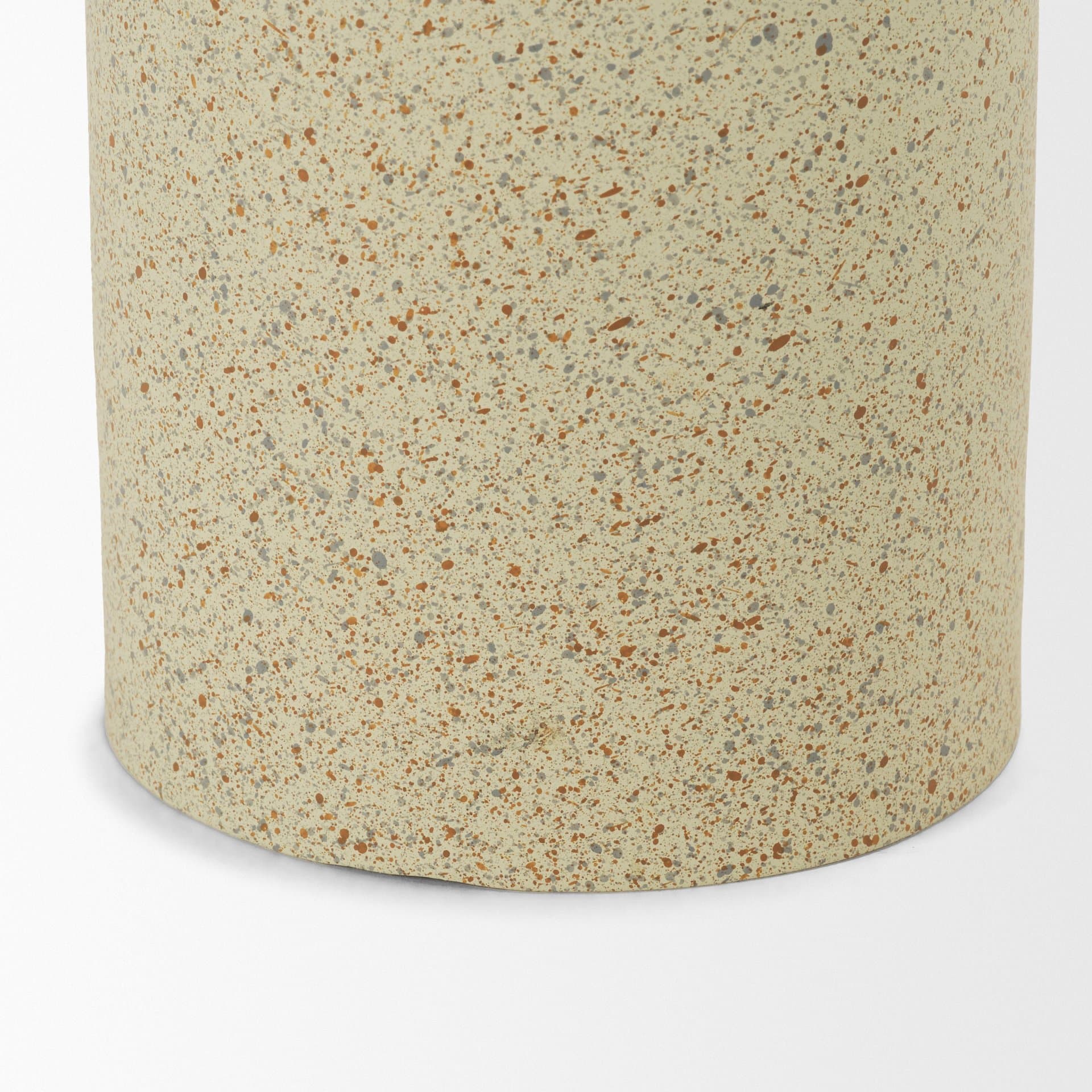 Akira Small Textured Beige Metal Pillar Candle Holder — product photograph