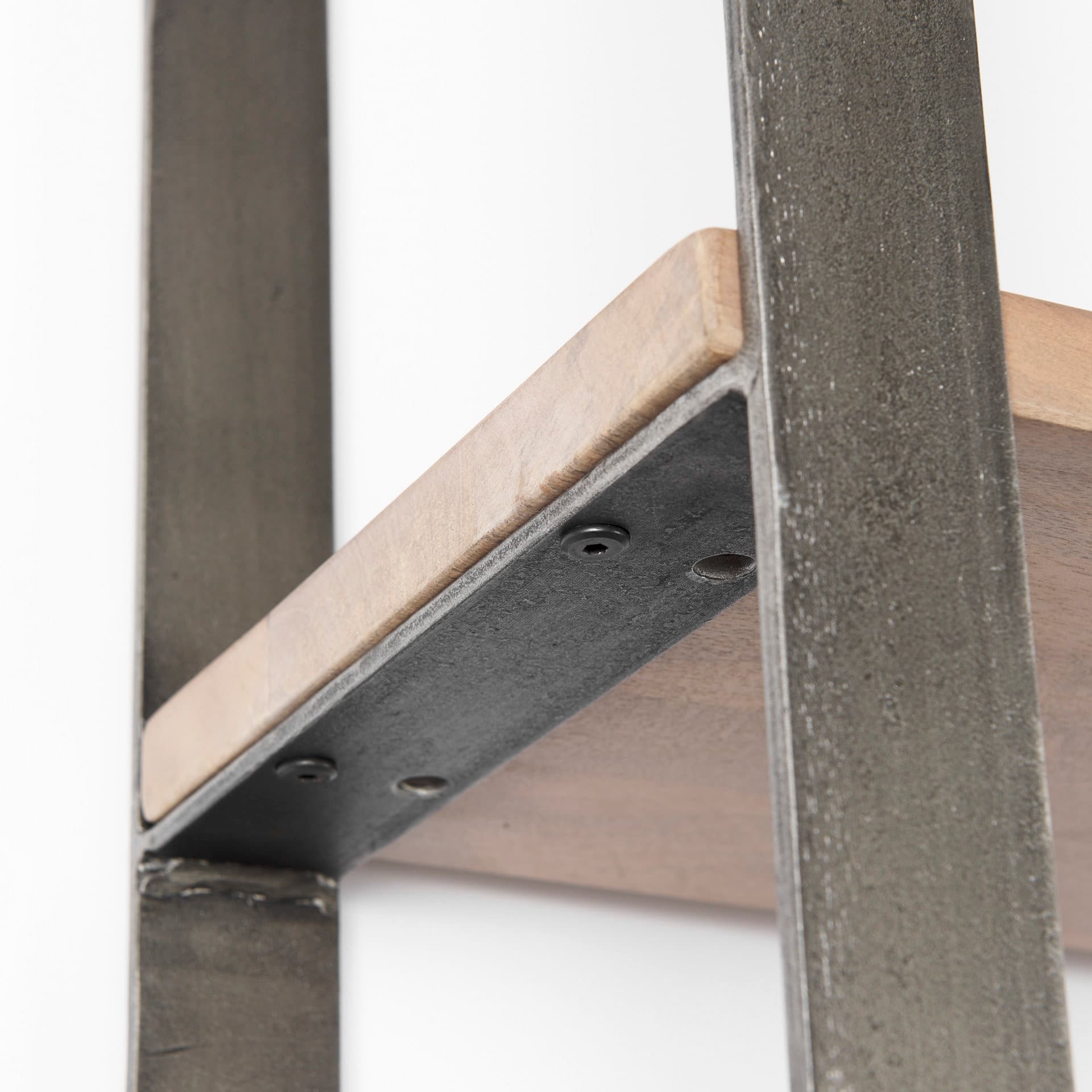 Taunton 80L x 10.5W x 90H Medium Brown Wood W/ Antique Nickel Metal Frame 6 Tier Shelving Unit — product photograph