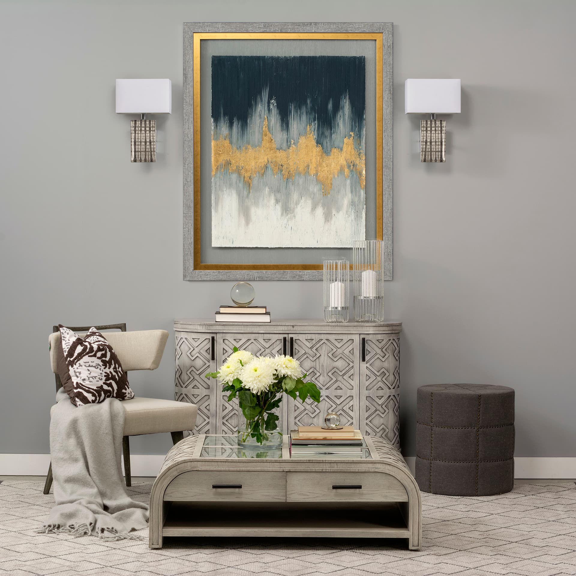 Blue Beat by Studio M a handmade Original Framed Artwork under Glass — product photograph
