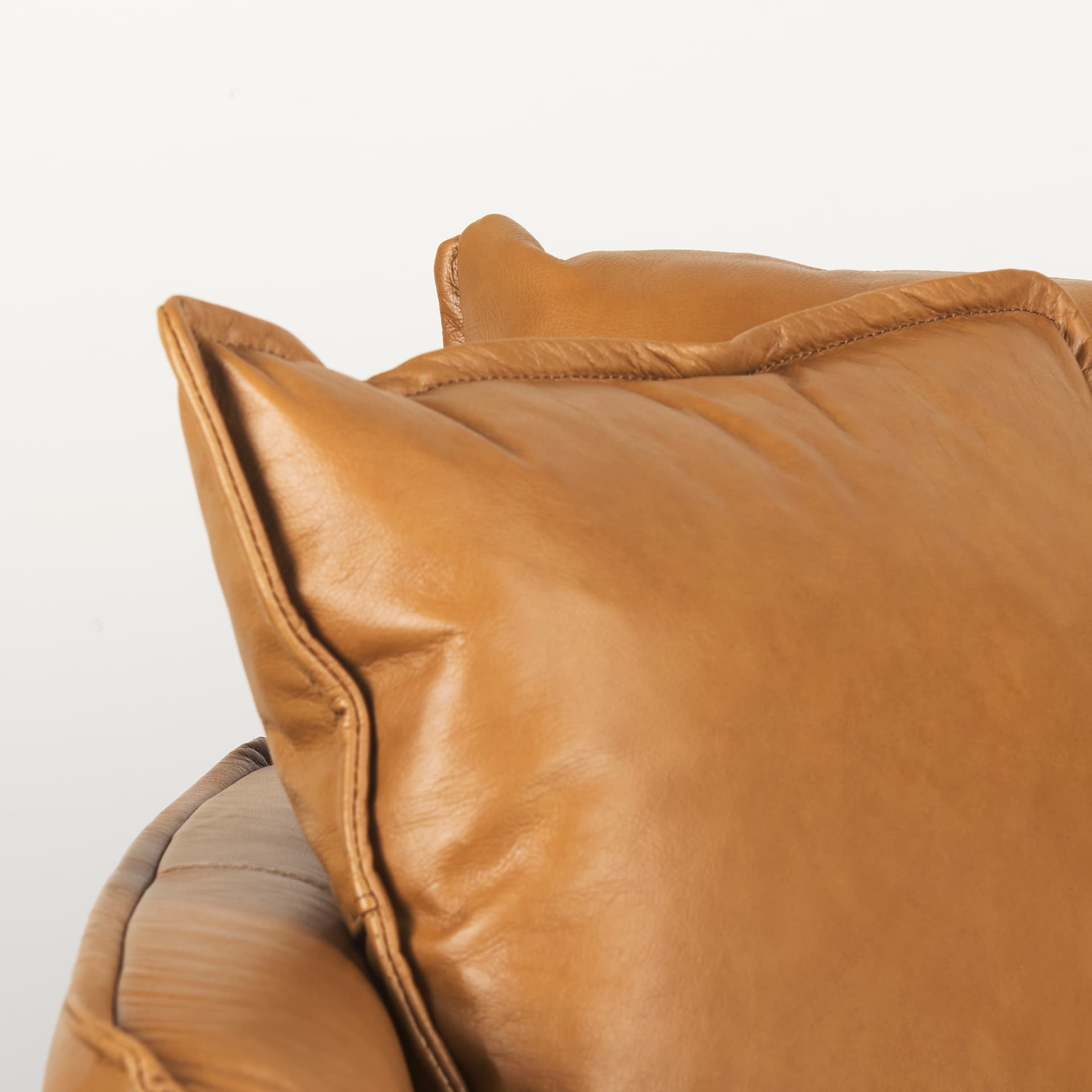 Lake Como 85.8W Tan Leather Three Seater Sofa — product photograph