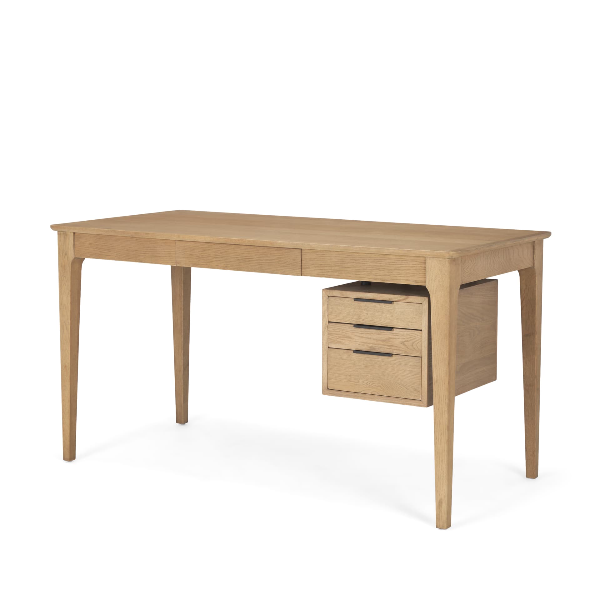 Tino Light Brown Oak Wood w/ 4 Drawers Desk — product photograph