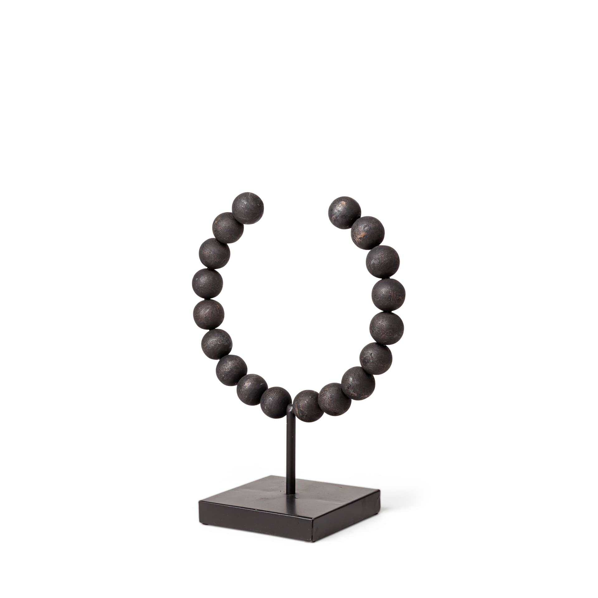 Tulane I (Small) 9L x 5W Black Beaded Broken Sphere Decorative Object — product photograph