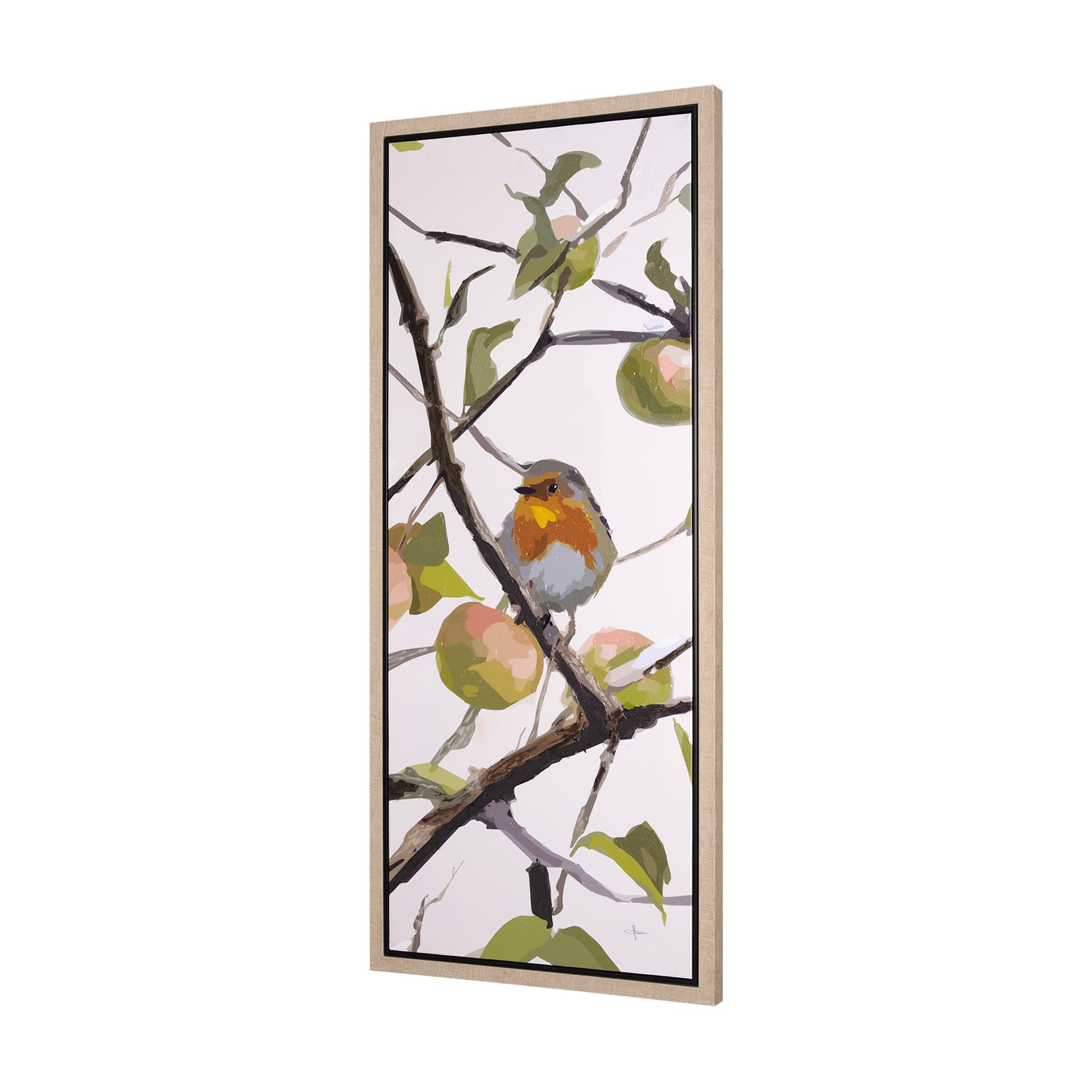 Birds & Apples I by Mercana Studio a Hand Embellished Textured Framed Canvas — product photograph