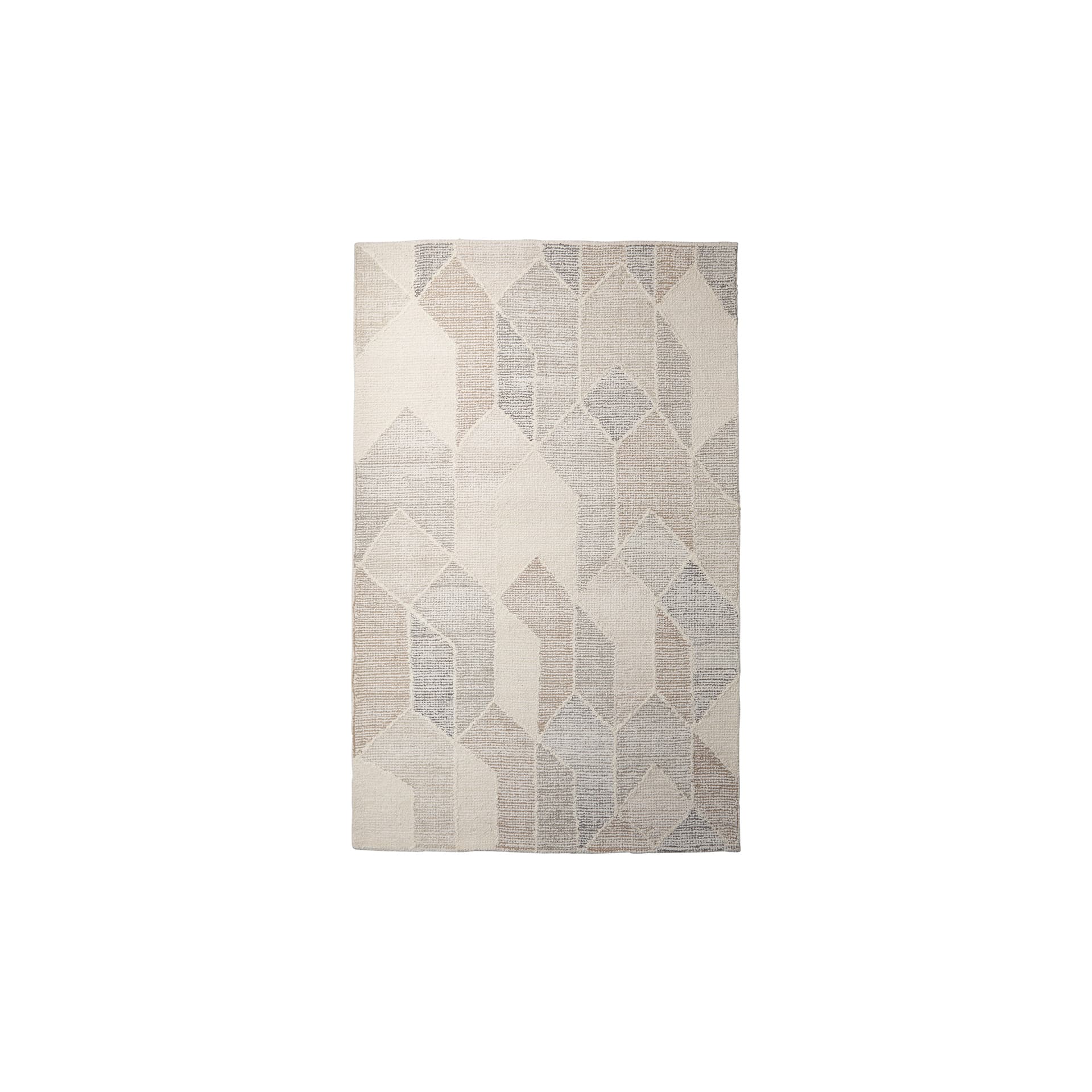 Kolt 5x8 Neutral Geometric Patterned Wool Area Rug — product photograph