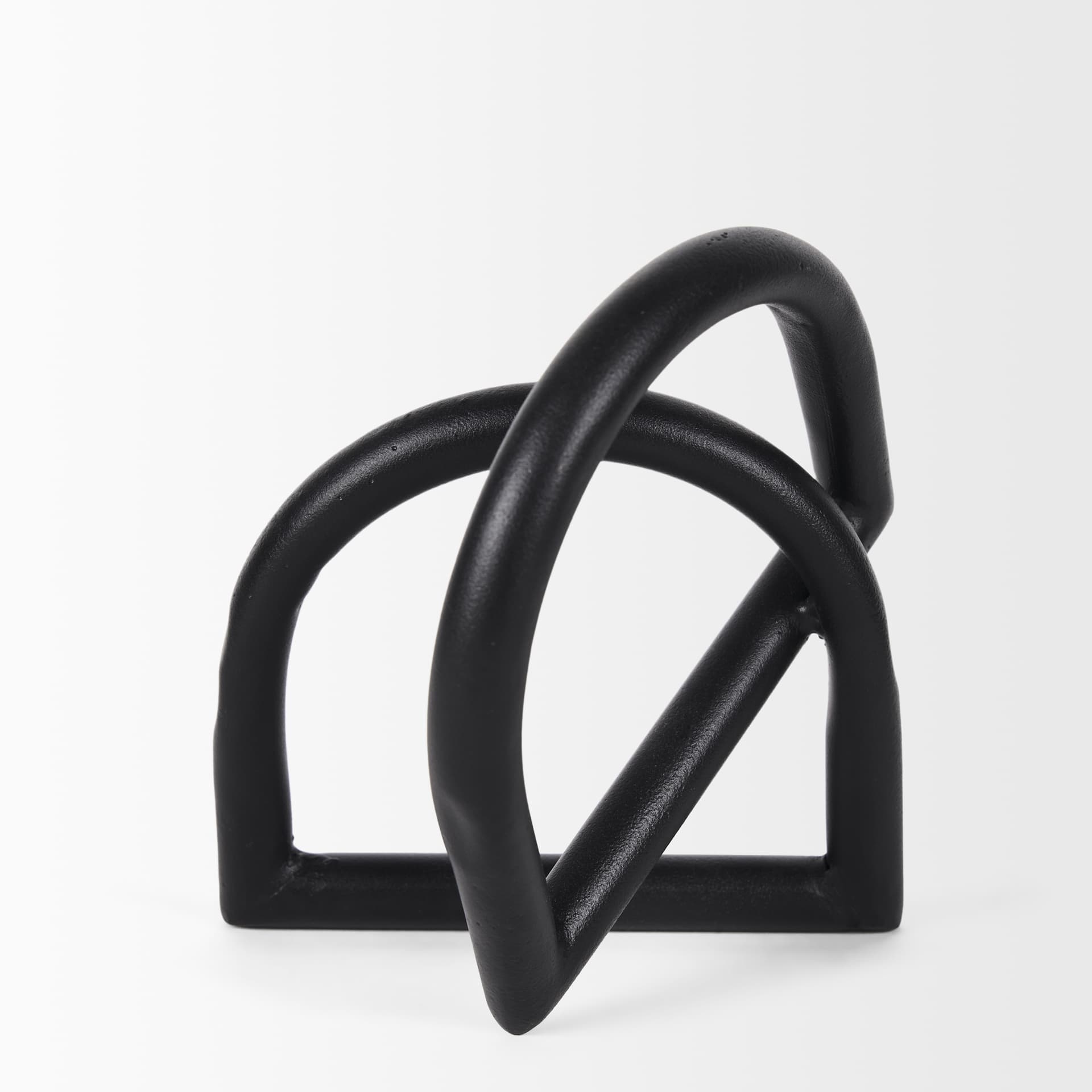 Locke Large Matte Black Metal Decorative Object — product photograph