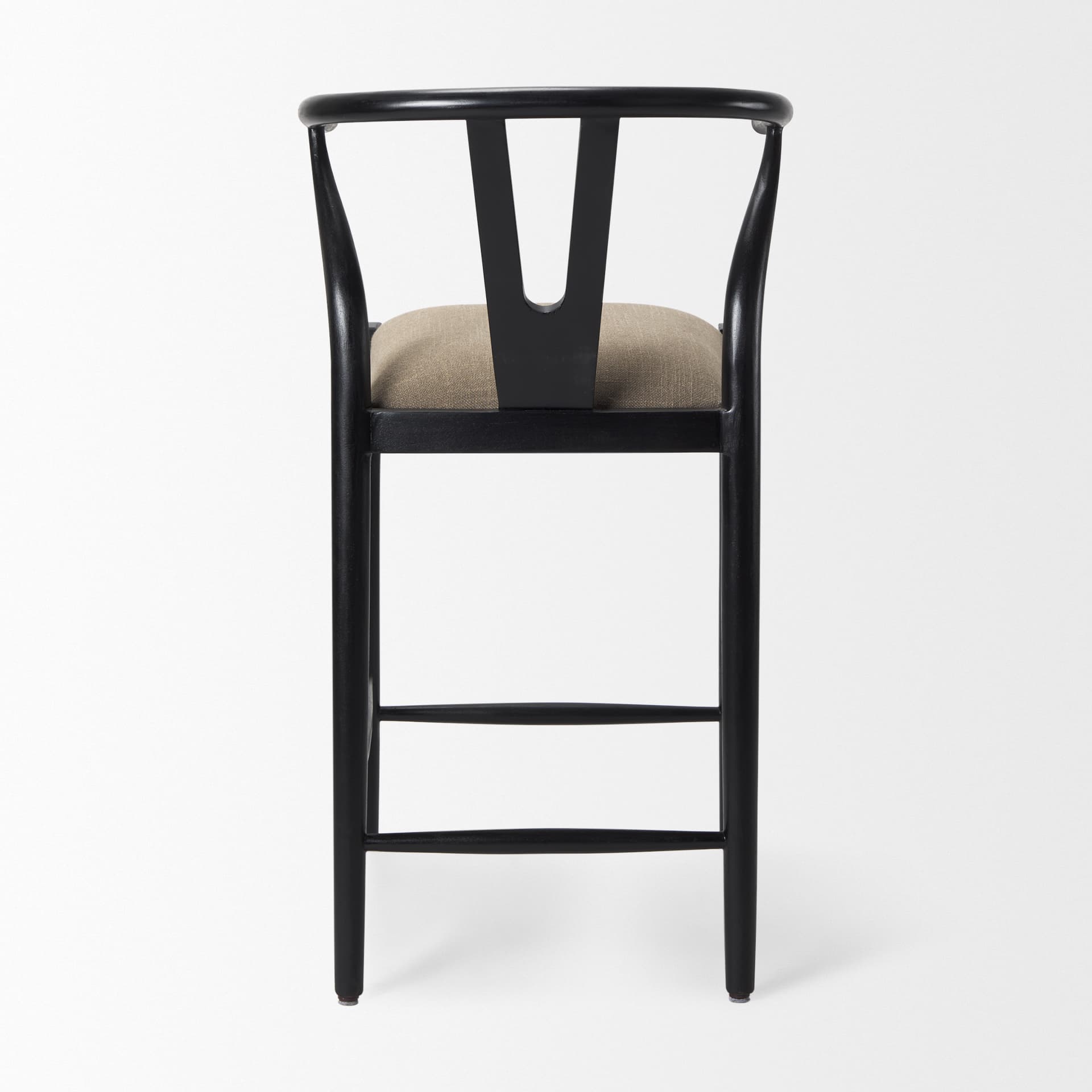 Trixie Backless 37.5in Seat Counter Stool | Beige Fabric w/ Black Wood — product photograph