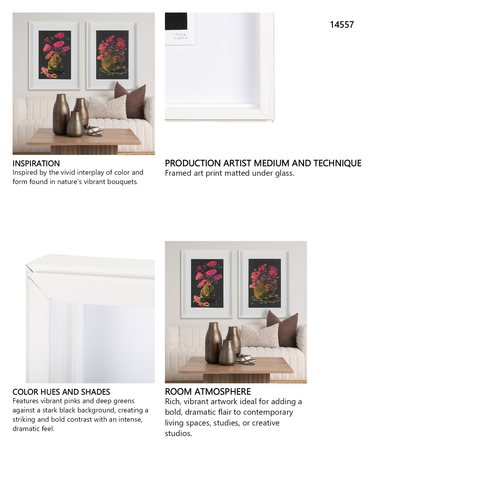 Midnight Flower I by Mercana Studio a Framed Art Print Matted under Glass — in a styled room