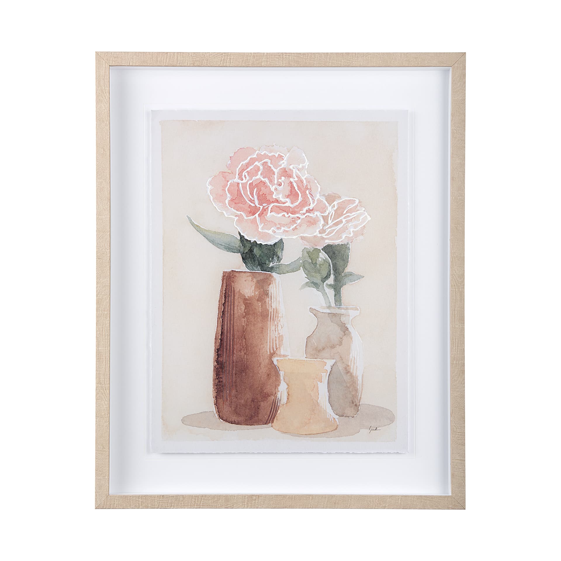 Boho Flowers I by Mercana Studio a Hand Embellished Textured Framed Art Print Matted under Glass — product photograph