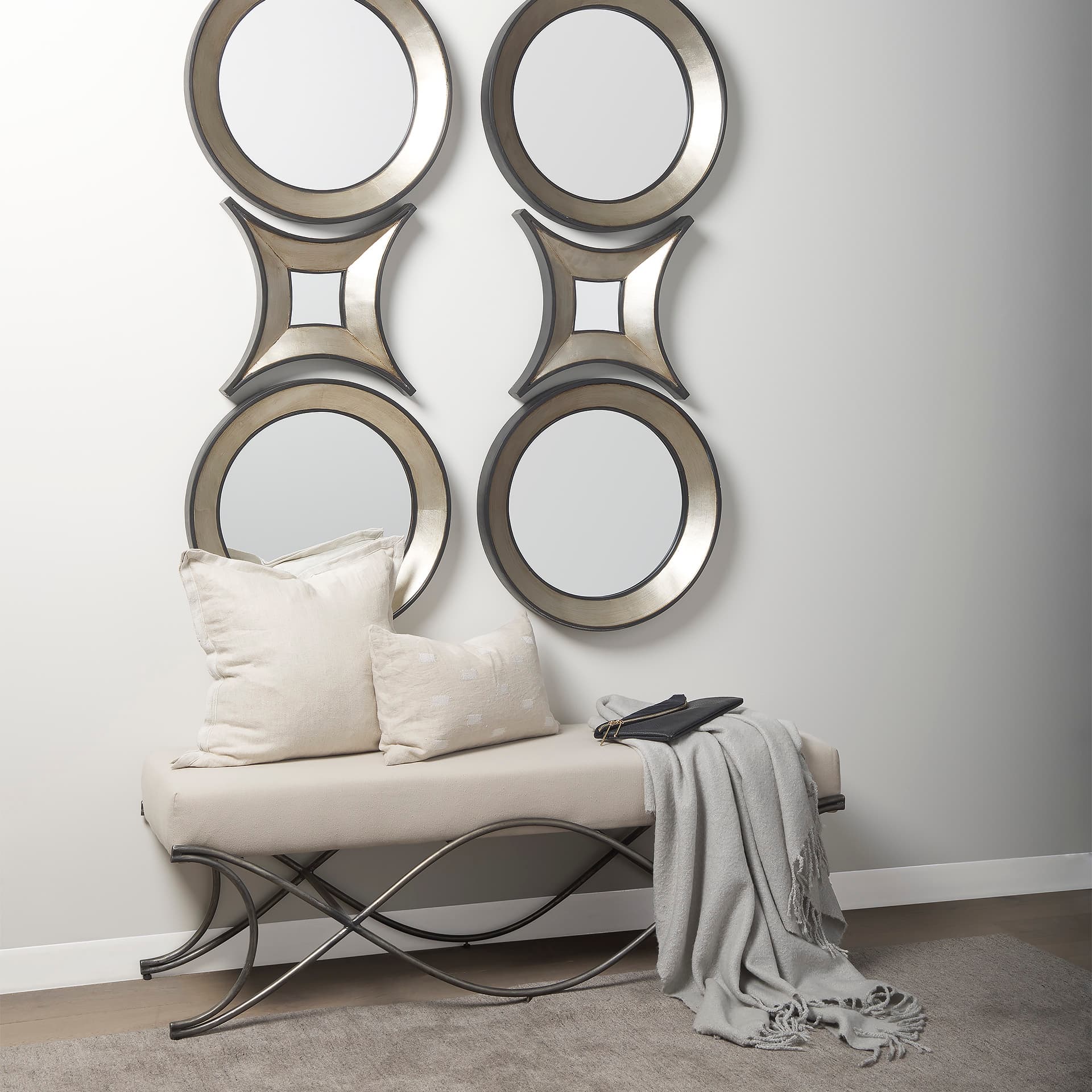 Ovallas 22" Round Champagne Wood Frame Mirror — product photograph