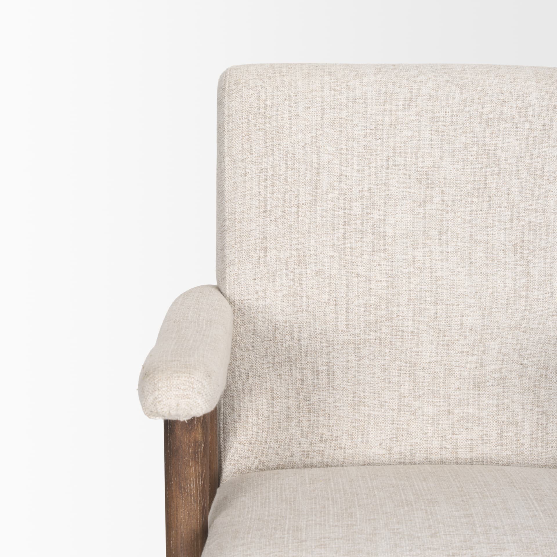 Nico Oatmeal Upholstered w/ Brown Wood Accent Chair — product photograph