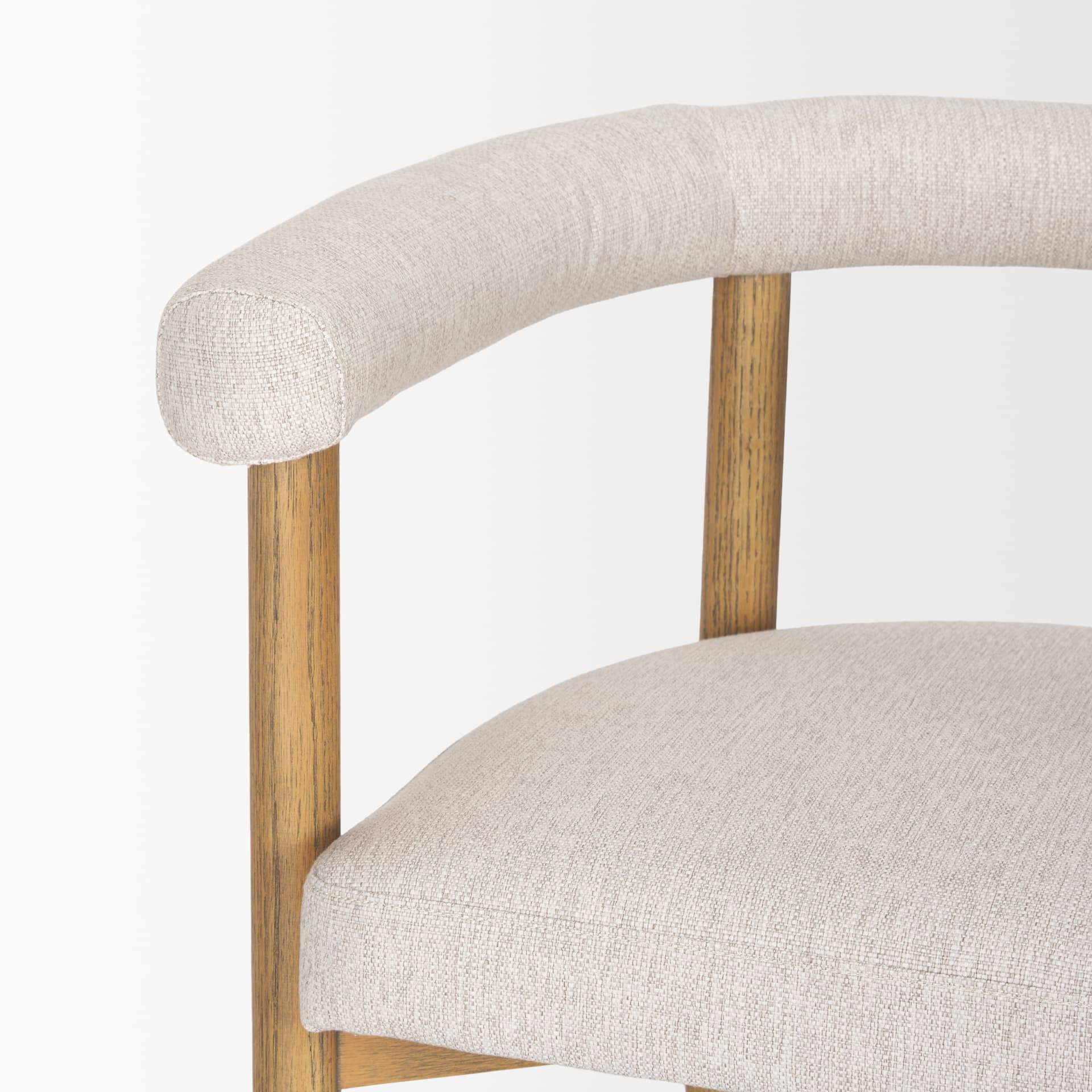 Arden Curved Back Dining Side Chair | Cream Twill w/ Brown Wood — product photograph