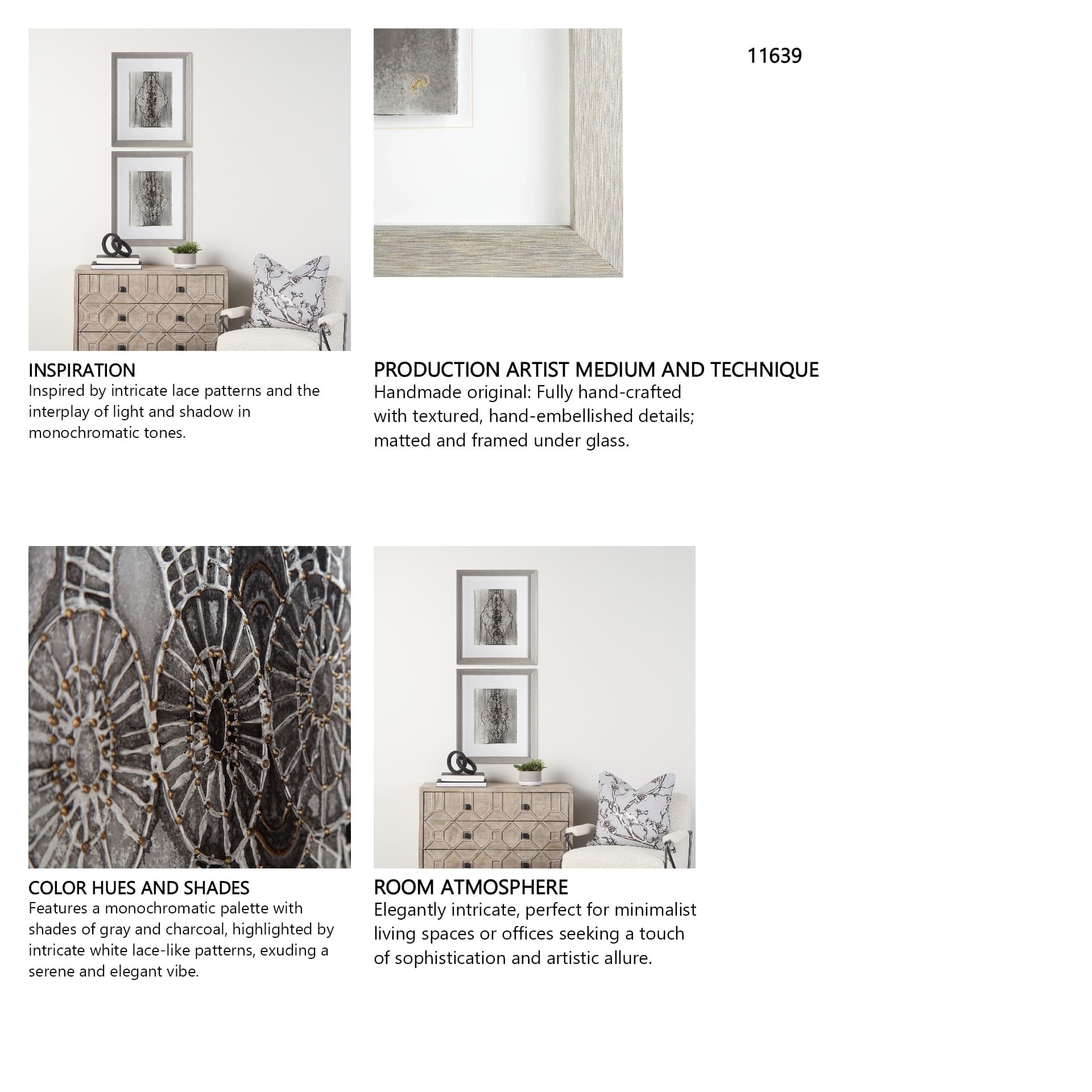 India Pattern II by Studio M a handmade Original Framed Artwork under Glass — in a styled room