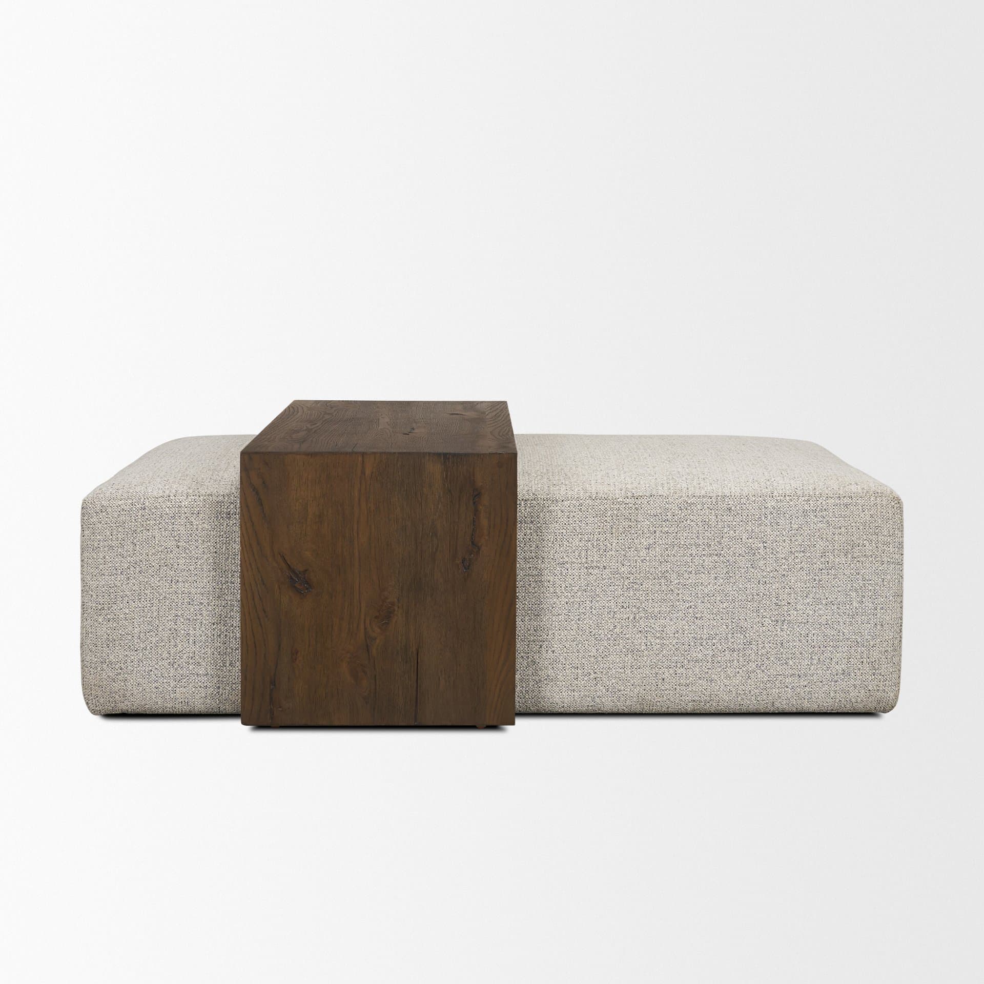 Trayden Gray Fabric w/ Brown Slider Top Coffee Table 55.0X 37.0X 46.0 (cm) — product photograph