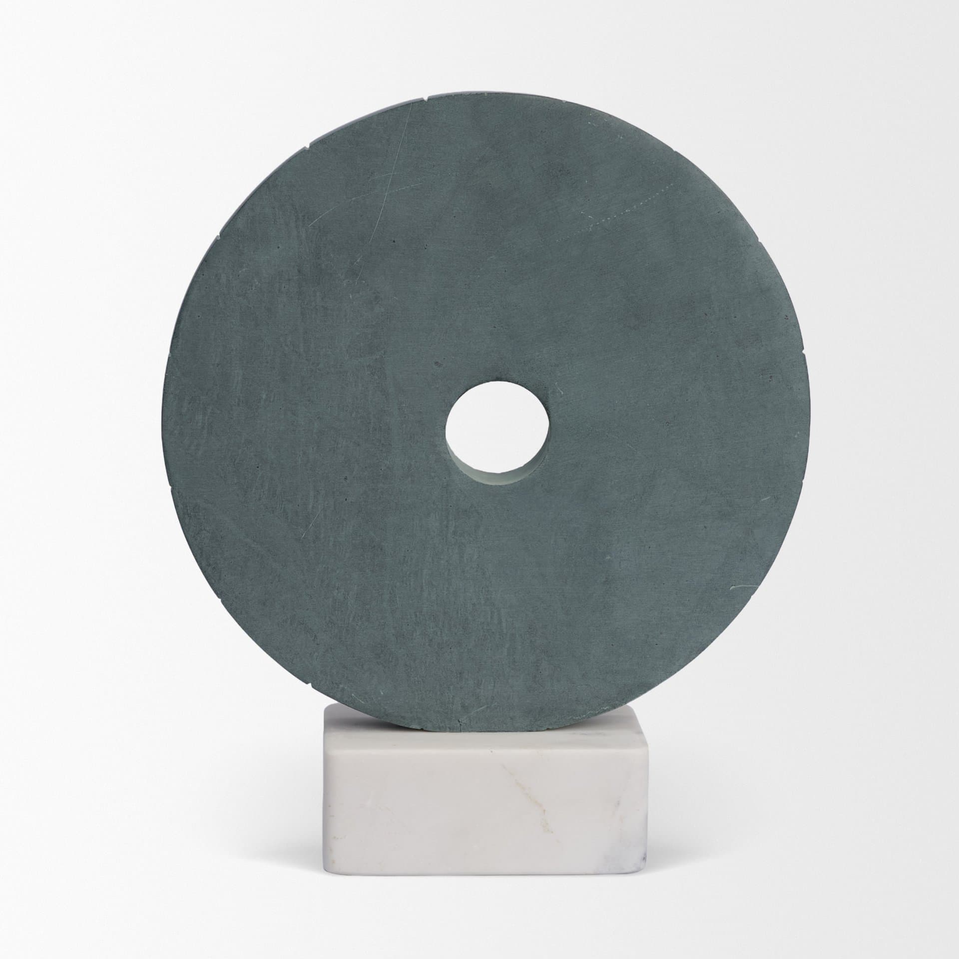 Orin Gray Marble Round Disc Decorative Object — product photograph