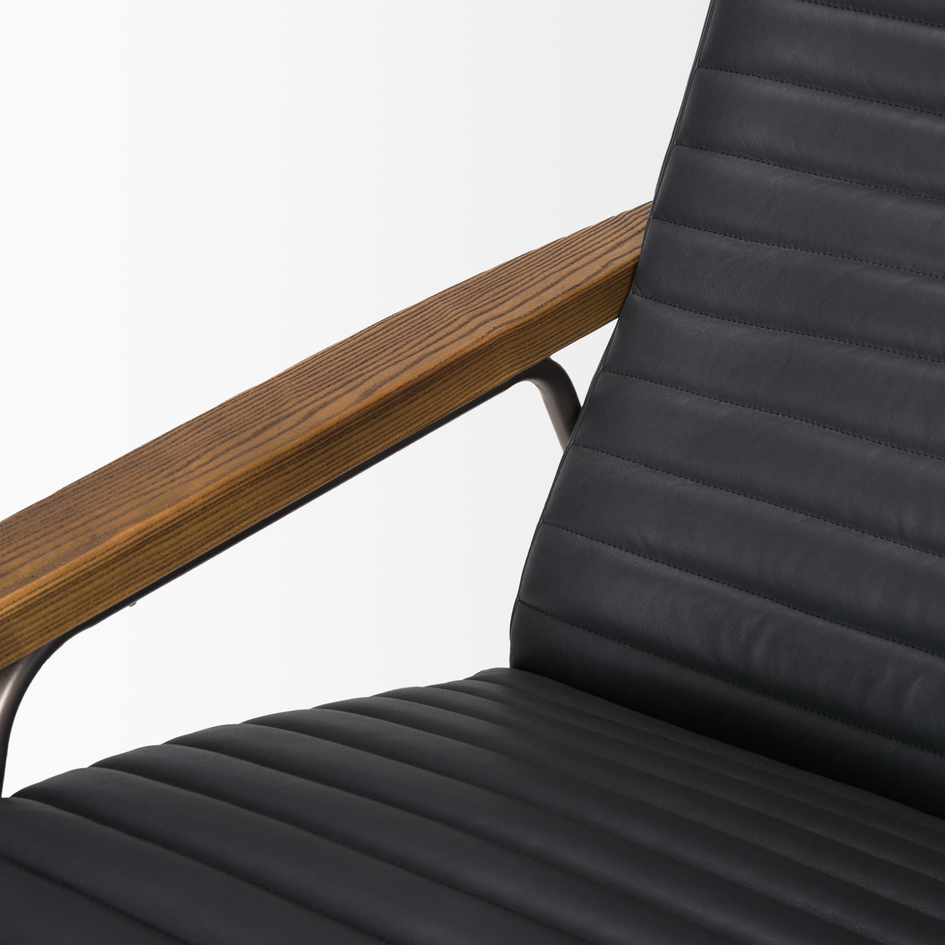 Grosjean Black Leather w/ Black Metal Frame Accent Chair — product photograph